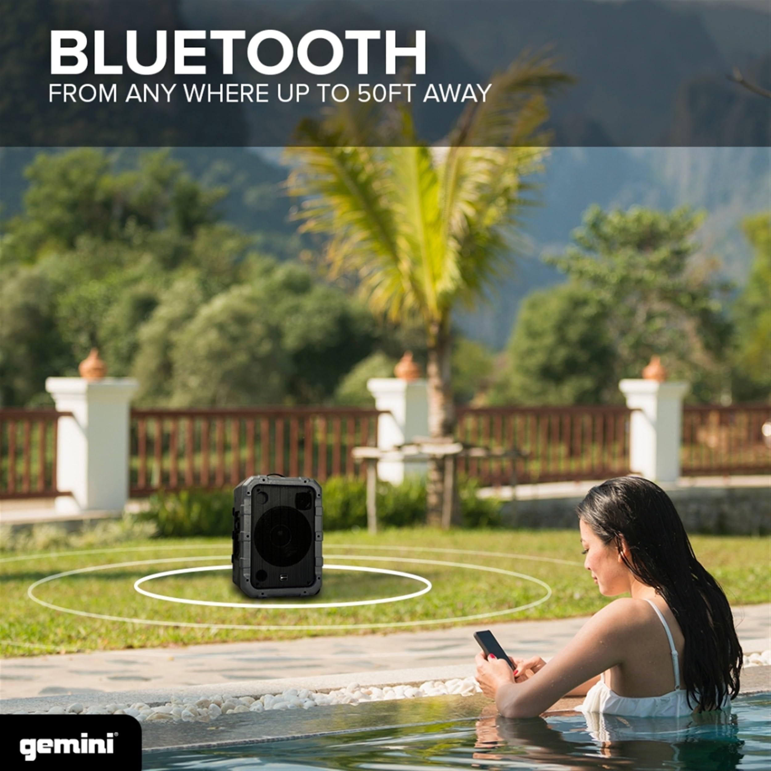 Gemini Sound MPA-2400 240 Watts Wireless IPX4 Waterproof Outdoor Portable Tailgate Party Bluetooth Speaker on Wheels with Big 24 Inch Woofer and Trolley Handle