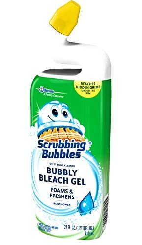 Scrubbing Bubbles Bubbly Bleach Gel Toilet Bowl Cleaner, Rainshower, 1 Squeeze Bottle, 24 oz