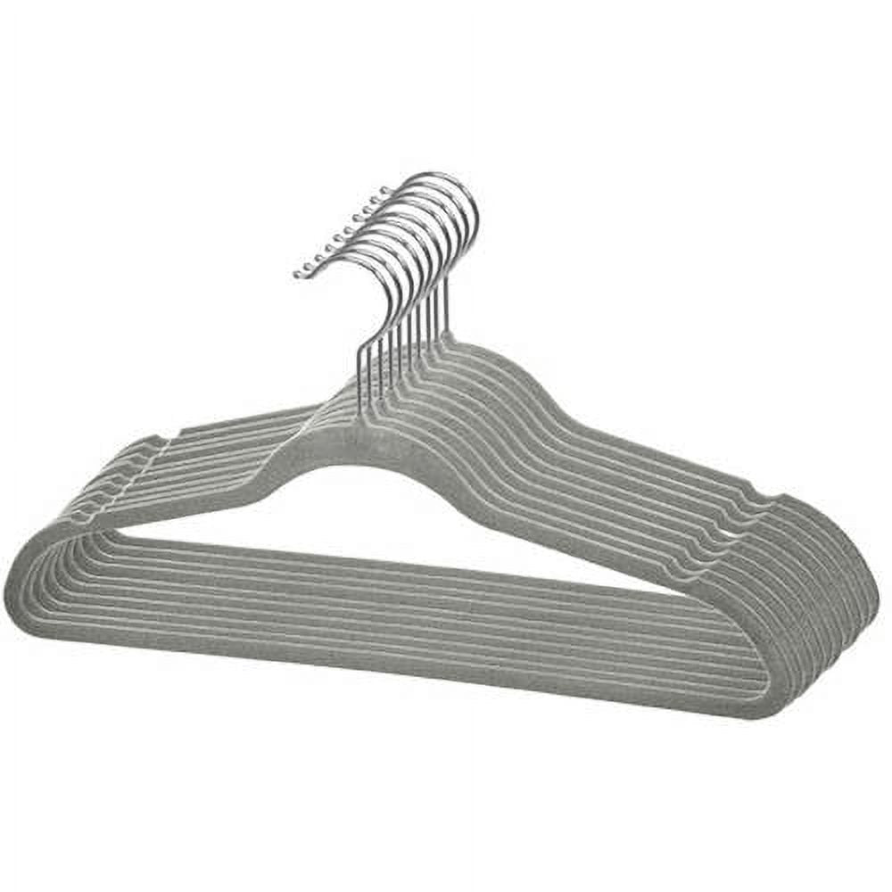 Sunbeam Non Slip Velvet Clothing Hangers, 10 Pack, Gray
