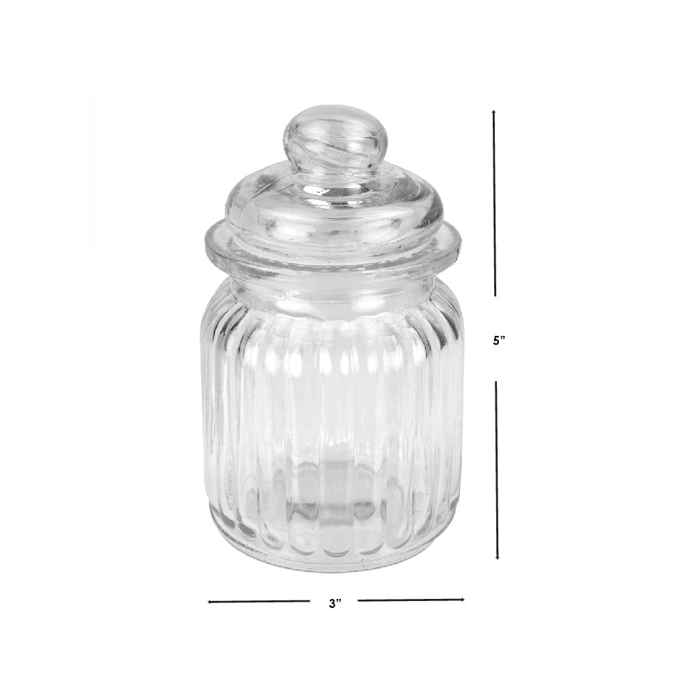 Home Basics Multi-Purpose 8 oz. Rippled Glass Mini Pantry Storage Jar with Dome Lid, Clear