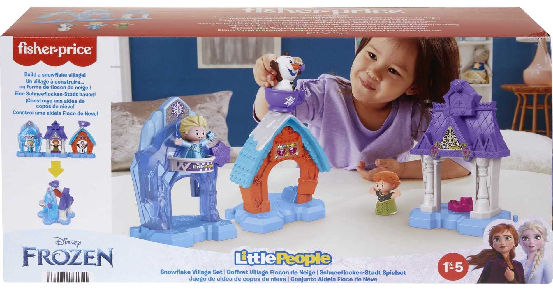 Fisher-Price Little People Toddler Toys Disney Frozen Snowflake Village Playset with Anna Elsa & Olaf for Ages 18+ Months