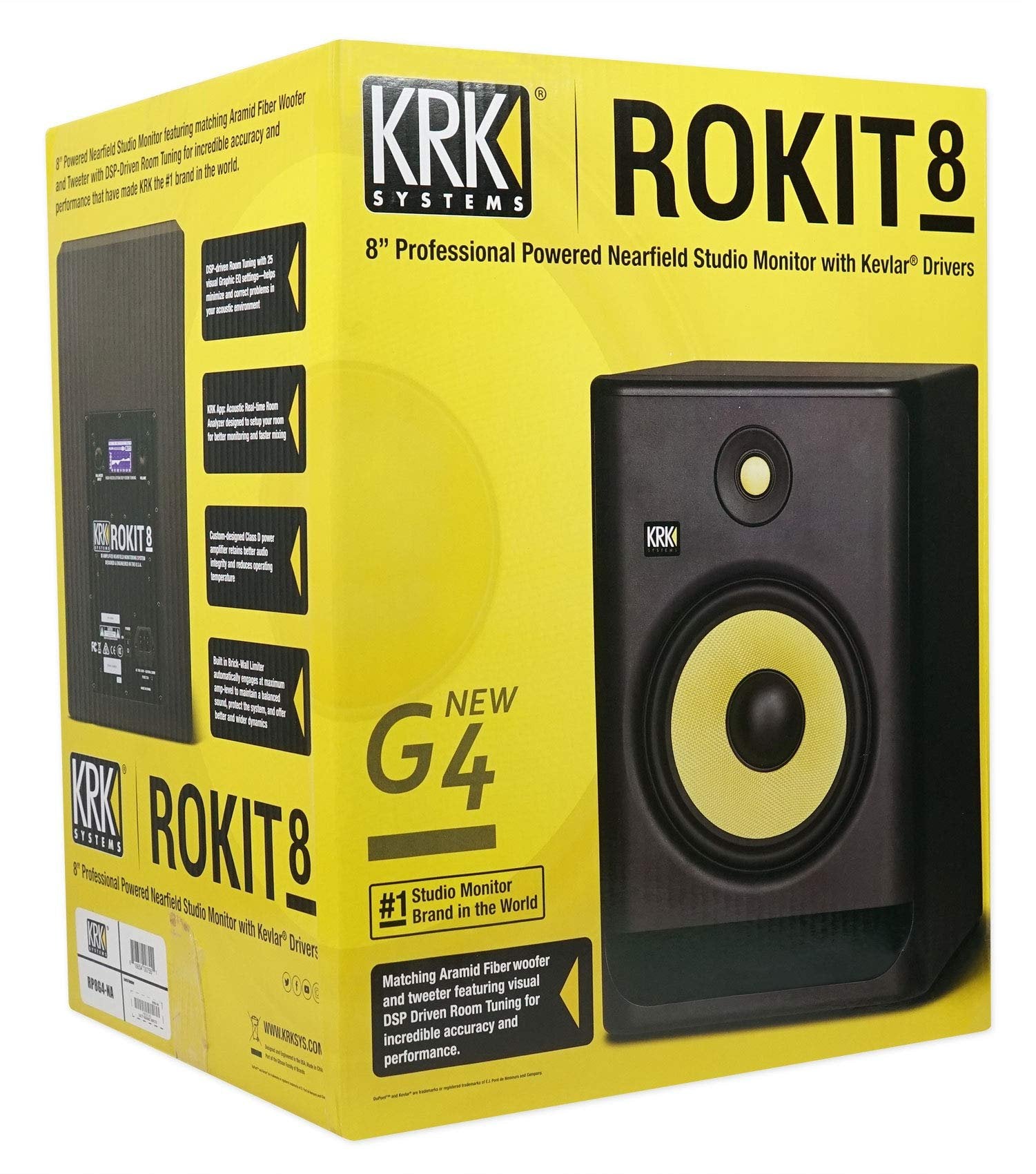KRK RP8 Rokit 8 G4 Professional Bi-Amp 8" Powered Studio Monitor, Black (RP8G4)