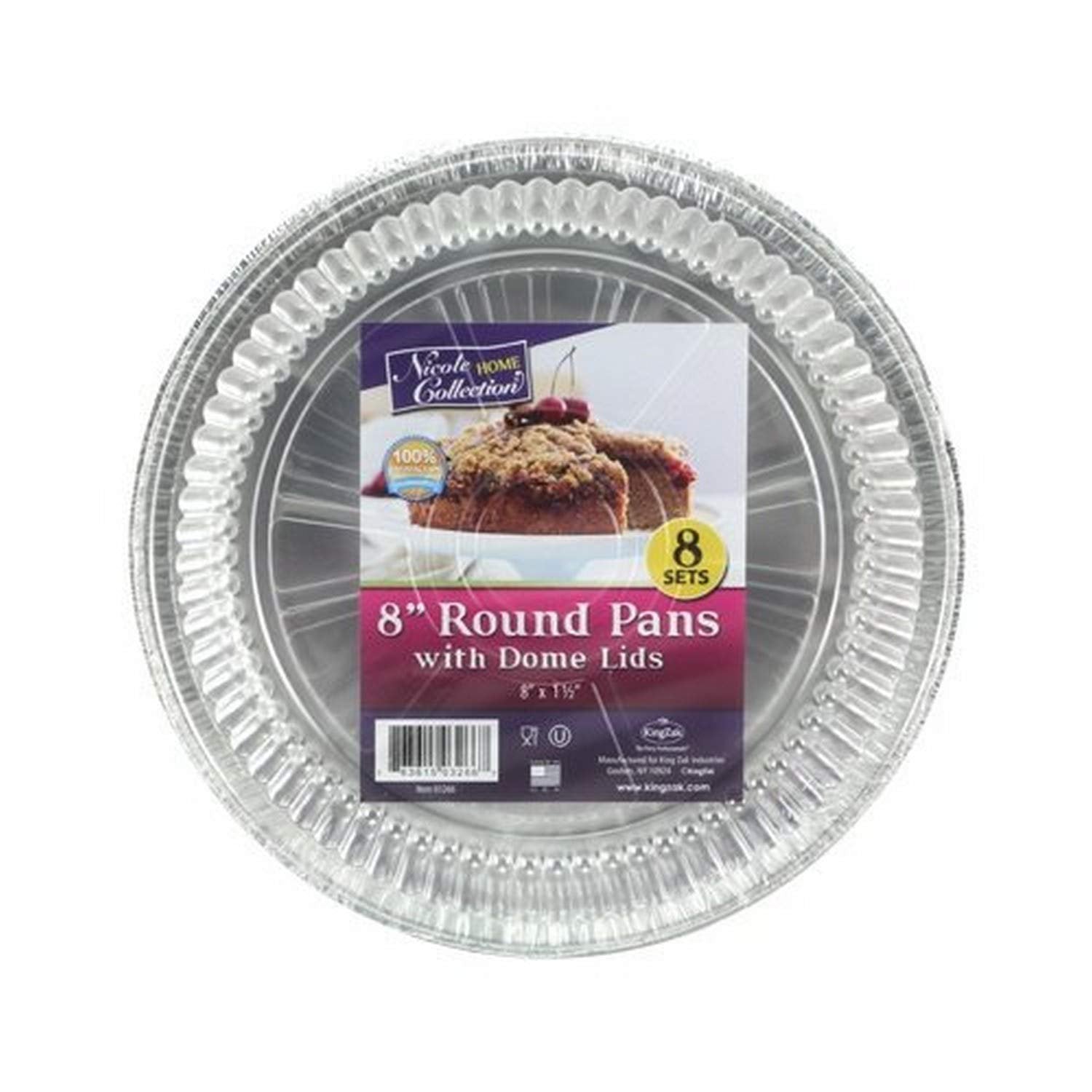 Heavy-Duty Reusable Eco-Friendly Aluminum Foil Round Pan with Dome Lid - 8.5" x 8.5" x 2.75" (Pack of 288) - Perfect for Catering, Parties, and Bake Sales