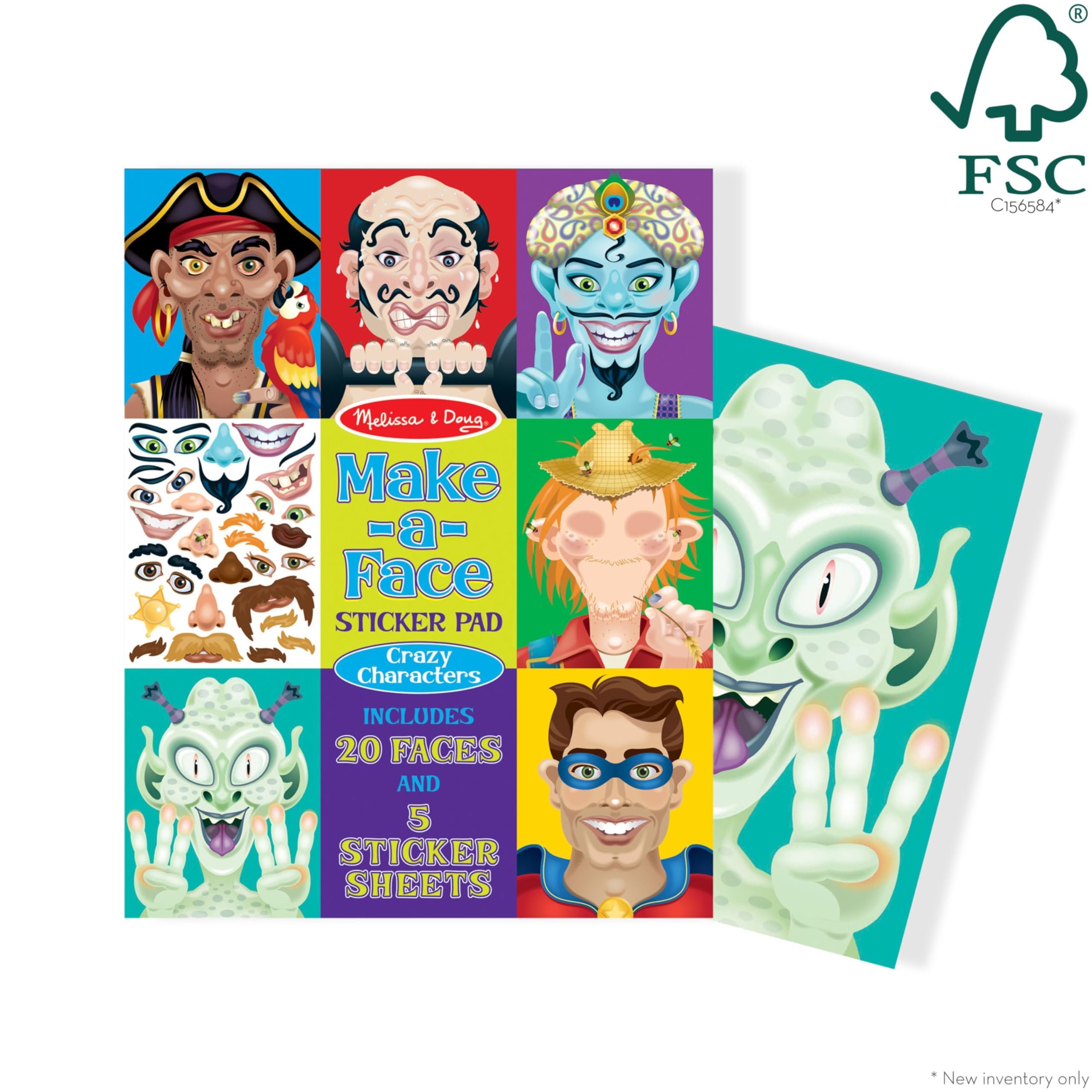 Melissa & Doug Make-a-Face Sticker Pad - Crazy Characters, 20 Faces, 5 Sticker Sheets
