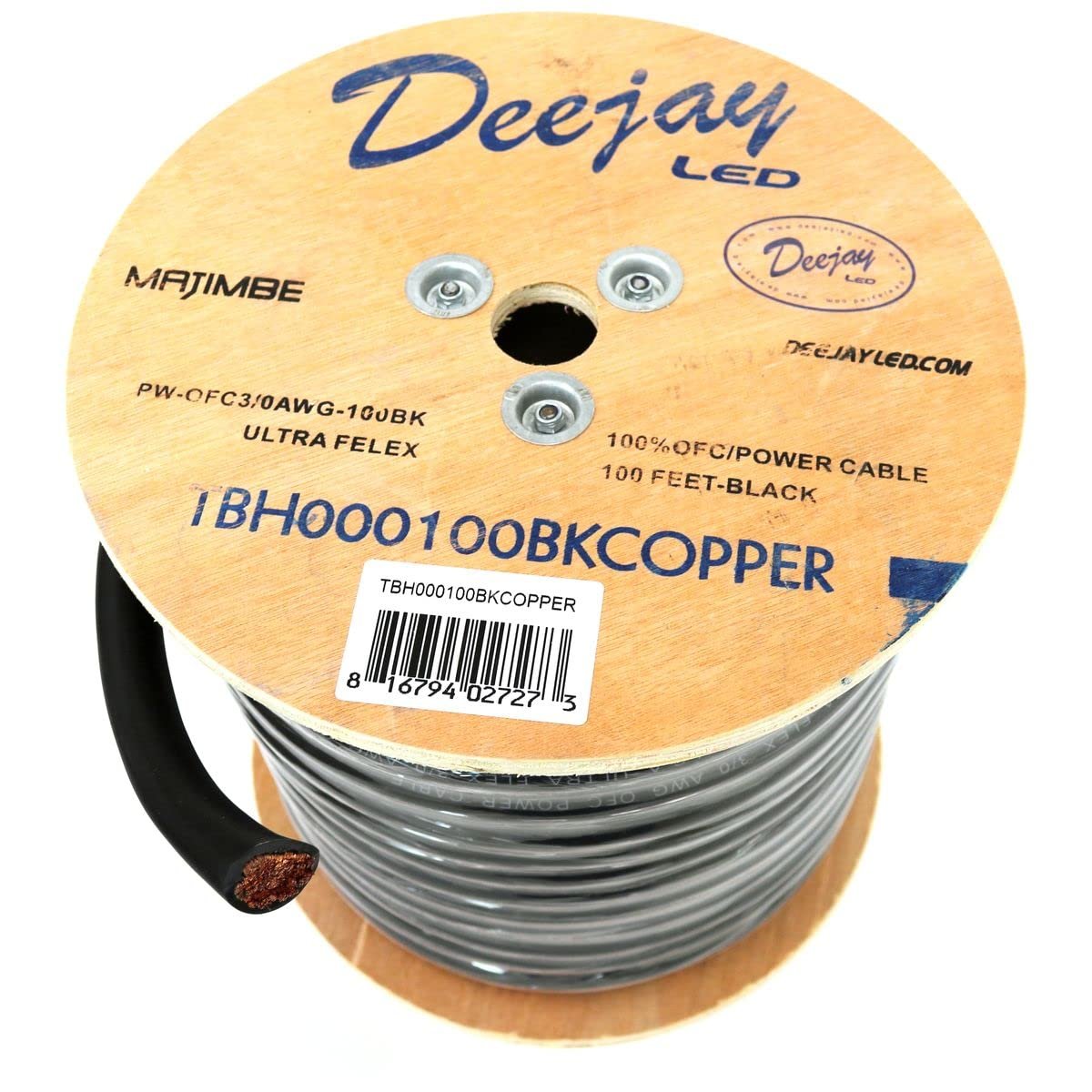 DEEJAY LED TBH000100BKCOPPE DEEJAYLED 3 Zero Gauge 100 FT Black