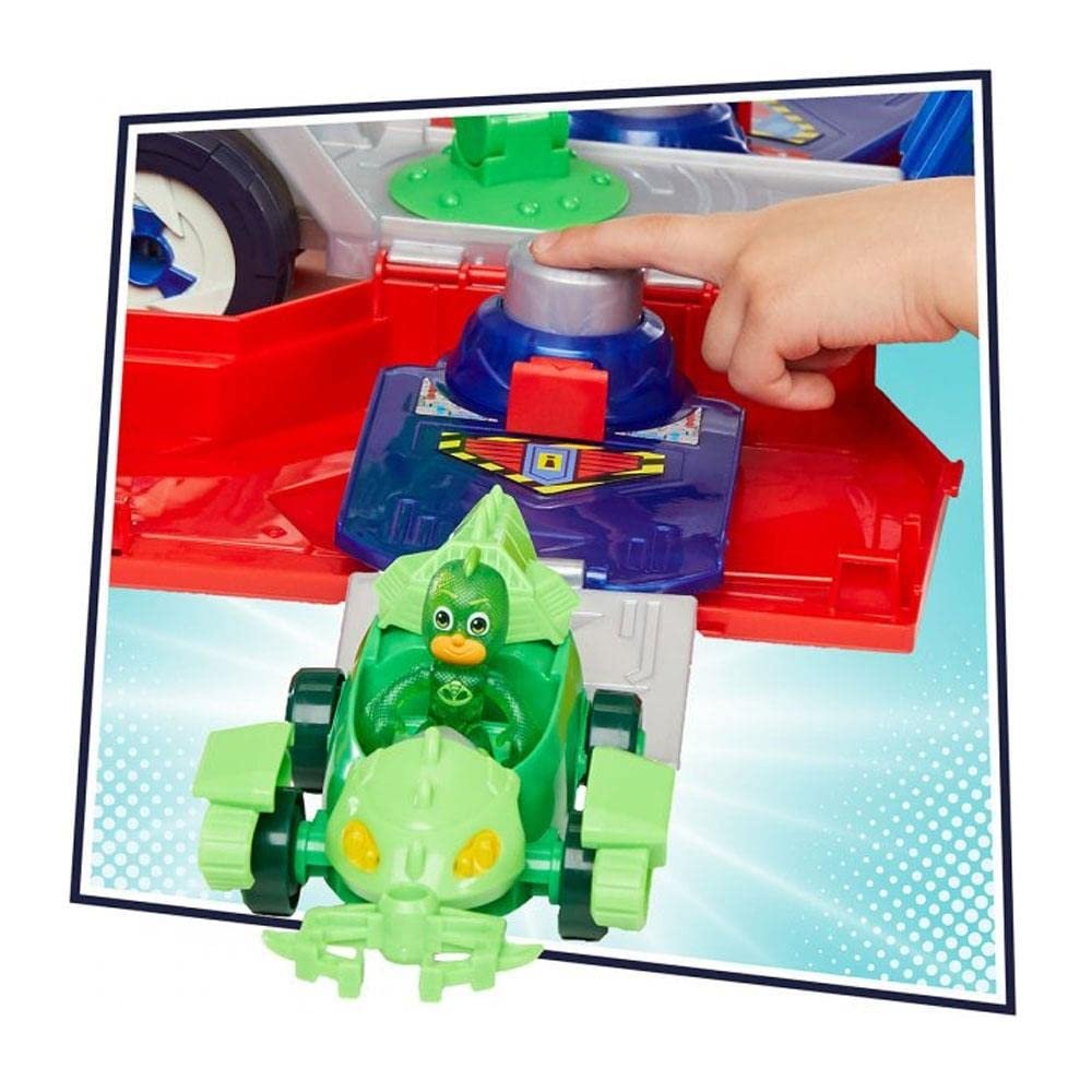 PJ Masks PJ Launching Seeker Preschool Toy, Transforming Vehicle Playset with 2 Cars, 2 Action Figures, and More, for Kids Ages 3 and Up, Red