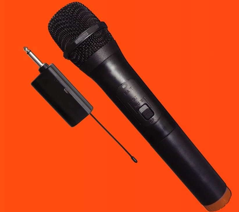 Moonki Sound MS-WM65J Microphone Pro UHF Wire Less Dual AA Mic + USB Charging Rechargeable Receiver Long Range Clear Audio for Live Events Karaoke Presentations