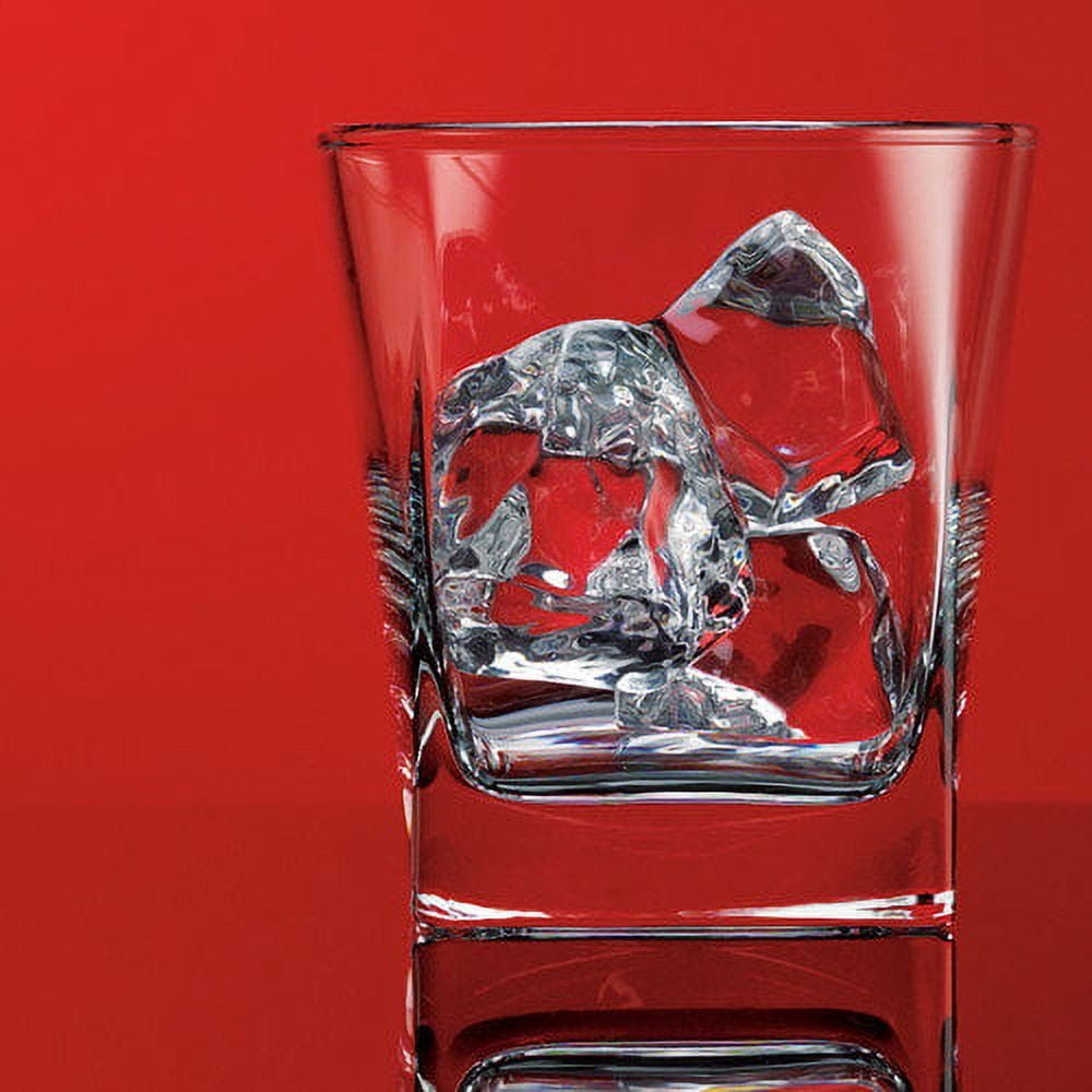 Red Series 10 oz. Square-to-Round Dual-Cut Cut Drinking Glasses, Set of 4