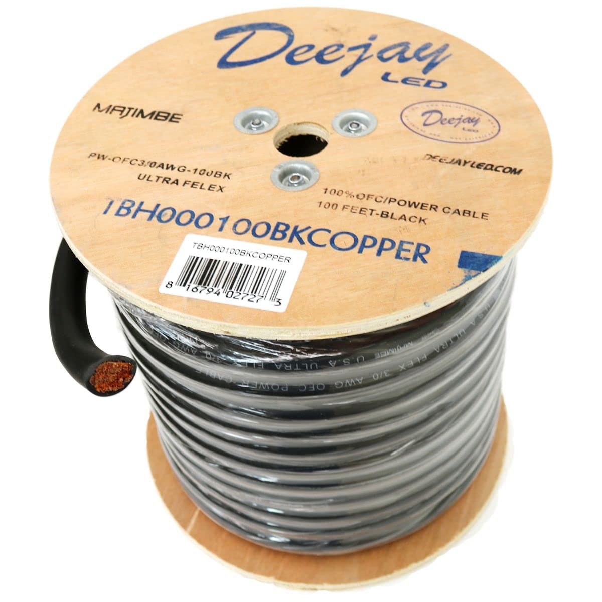 DEEJAY LED TBH000100BKCOPPE DEEJAYLED 3 Zero Gauge 100 FT Black