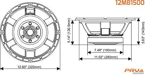 PRV AUDIO 12MB1500 12" Mid Bass 8 ohms Pro Audio Speaker 98.5dB 750 Watts RMS 3.5" VC (Single)