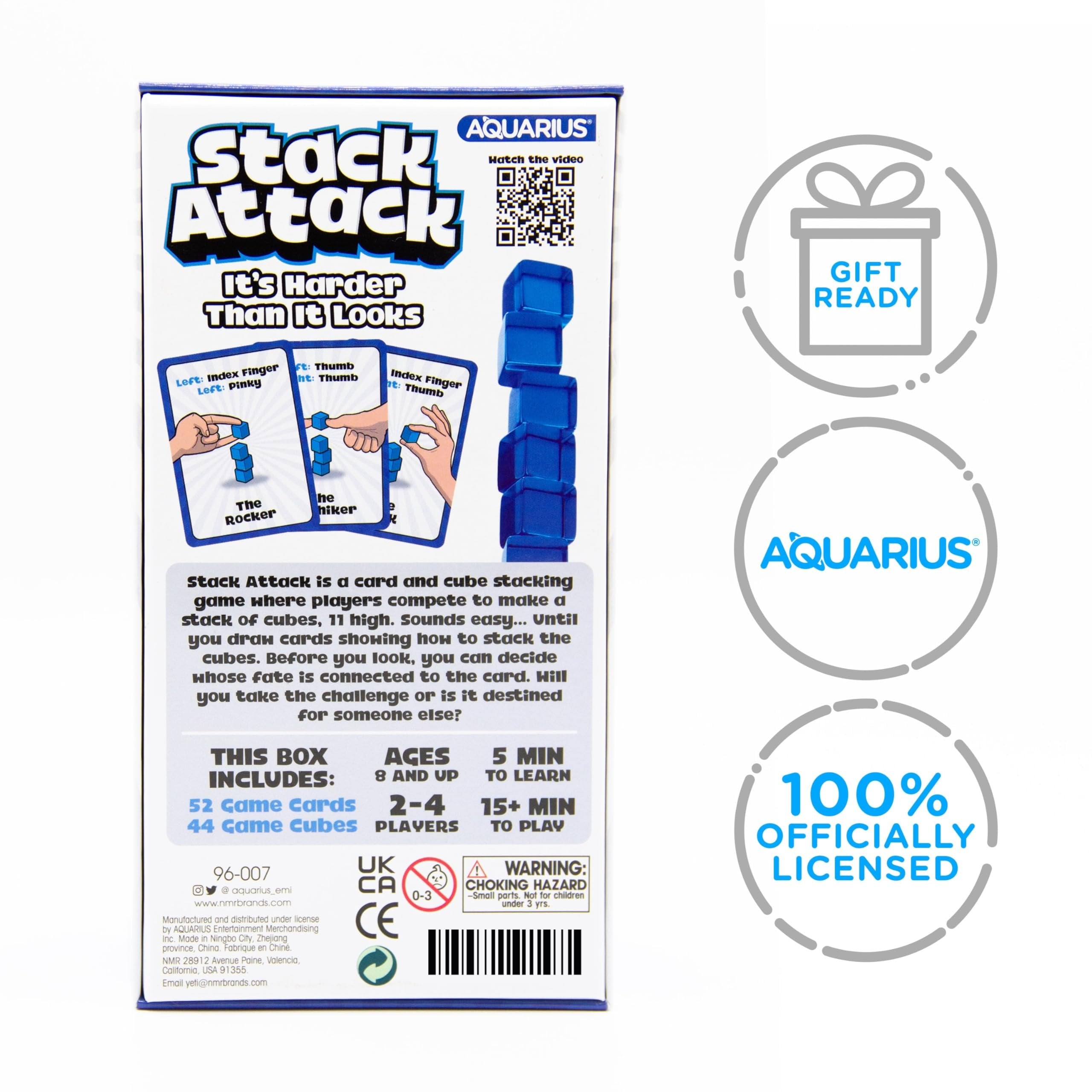 AQUARIUS Stack Attack Game - Stacking Blocks Game - Fun Family Party Game for Kids, Teens & Adults - Entertaining Game Night Gift - 4 to 6 Players - Ages 8 & Up