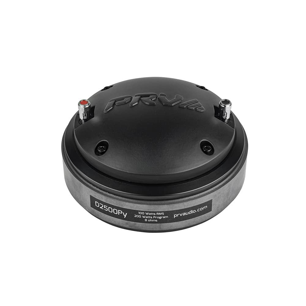 PRV AUDIO 2 Inch Exit Polymide Compression Driver D2500Py - 200 Watts Program Power, 8 Ohm, 100 Watts RMS Power, 109 dB, Compact Mid High Vocal Reproduction for Pro Audio Systems (Single)