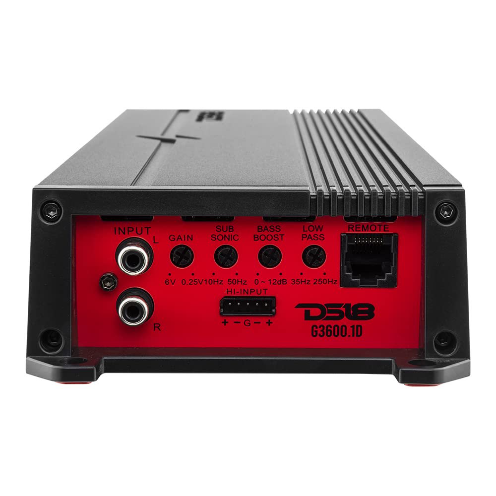 DS18 G3600.1D Car Audio Amplifier 1-Channel Class D Monoblock 3600 Watts - Remote BASS Knob Included - Compact Design Easy Installation - Extremely Powerful Amp for Vehicle Sound Systems…