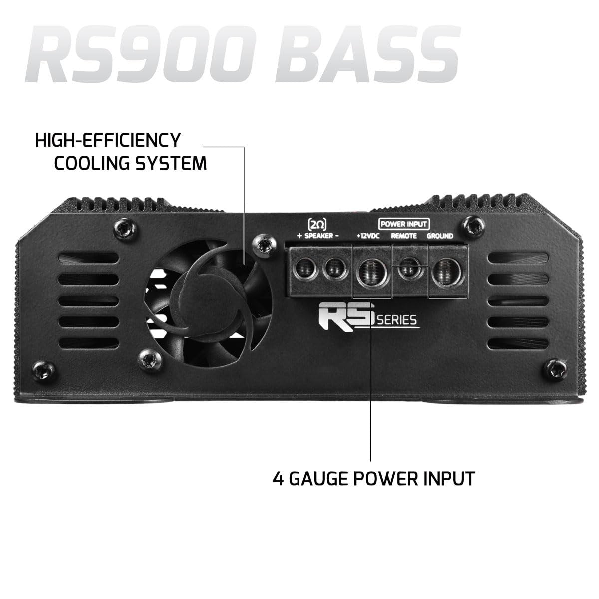 PRV AUDIO RS900 BASS 2 Ohm 900 Watts Mono Subwoofer Car Audio Amplifier – 12 Volts Monoblock Class D Amp, Built-in Crossover & Bass Boost with High Level Inputs