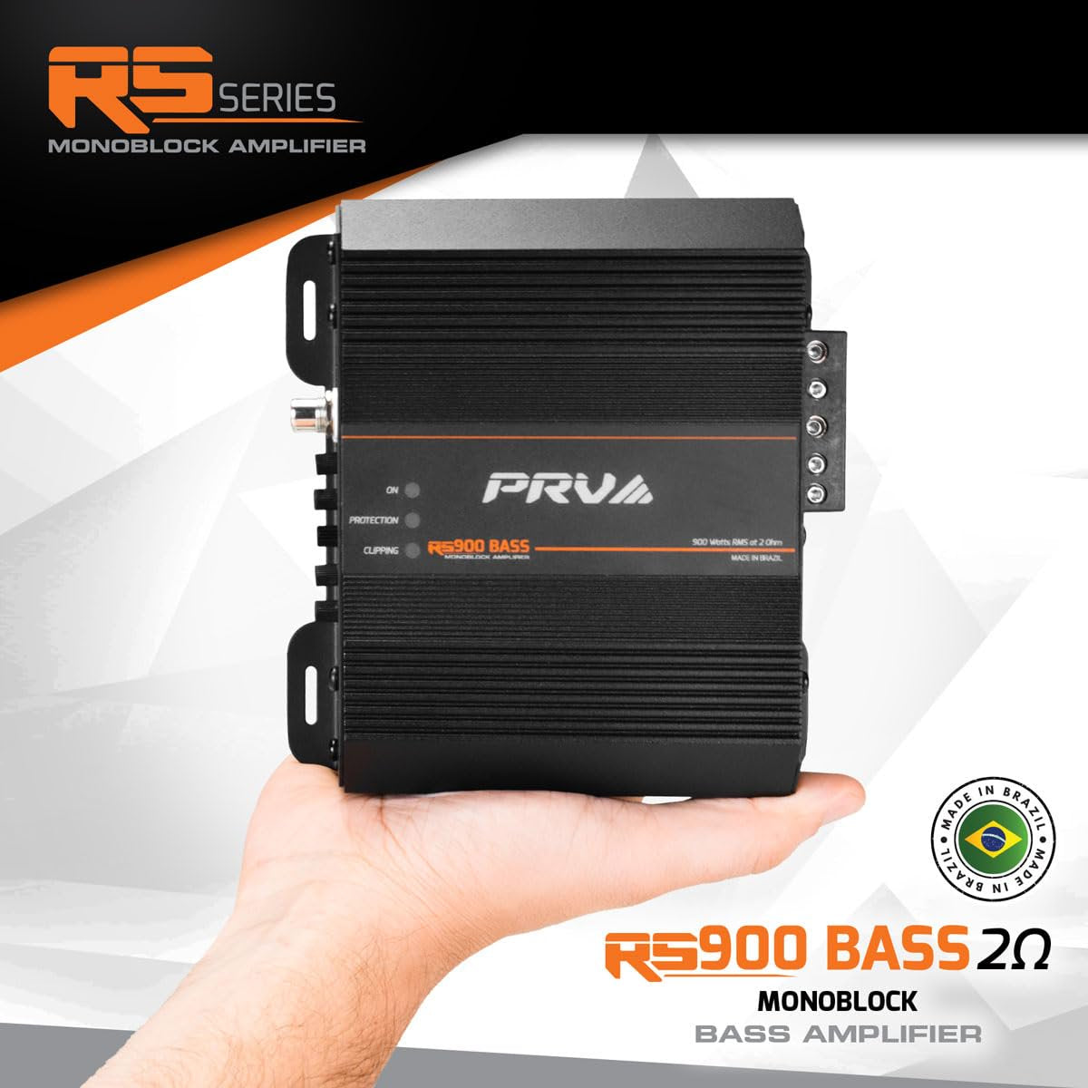 PRV AUDIO RS900 BASS 2 Ohm 900 Watts Mono Subwoofer Car Audio Amplifier – 12 Volts Monoblock Class D Amp, Built-in Crossover & Bass Boost with High Level Inputs