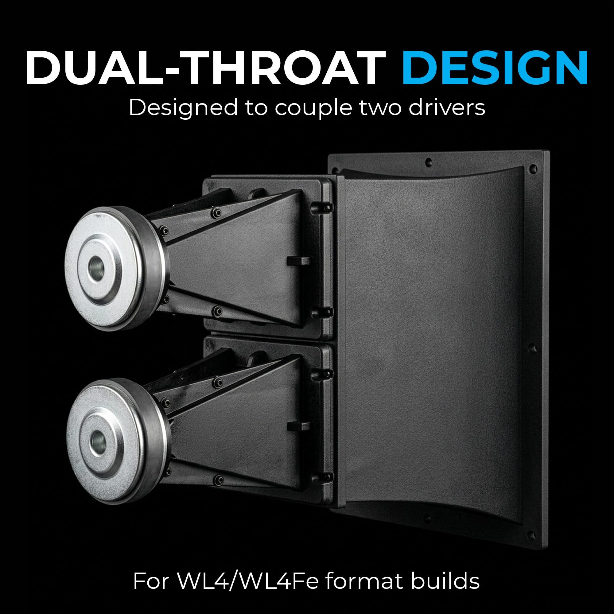 BEYMA TDWL4 90⁰x20⁰ Dual Throat Line Array Horn, 1" Waveguide for WL4 Drivers, Constant Directivity Speaker Horn, High Output Cast Aluminum Horn, Audio Component Flare
