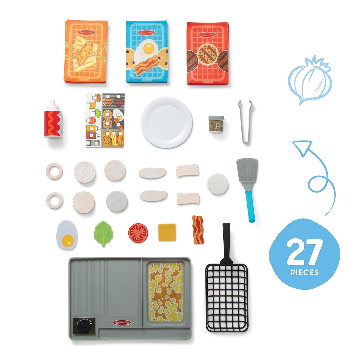 Melissa & Doug Flip & Fry Grill Play Set with Water Wow!® Kids Kitchen Playset with Color Changing Play Food, Preschool Toys for Girls & Boys Ages 3+