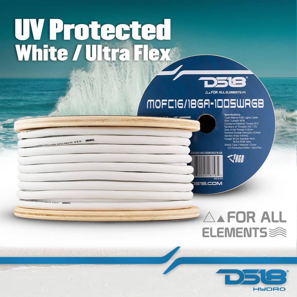 DS18 MOFC16/18GA-100SWRGB Marine Tinned OFC 18-GA RGB Wires with 16-GA Speaker Wires 100 Feet