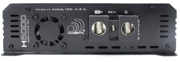 Massive Audio H5000 | 5,000W RMS 1-Ohm Monoblock – Class D SPL Amp, Extreme Bass Power, Dual Power Inputs, Competition-Grade Car Audio - Hippo Series Amplifier