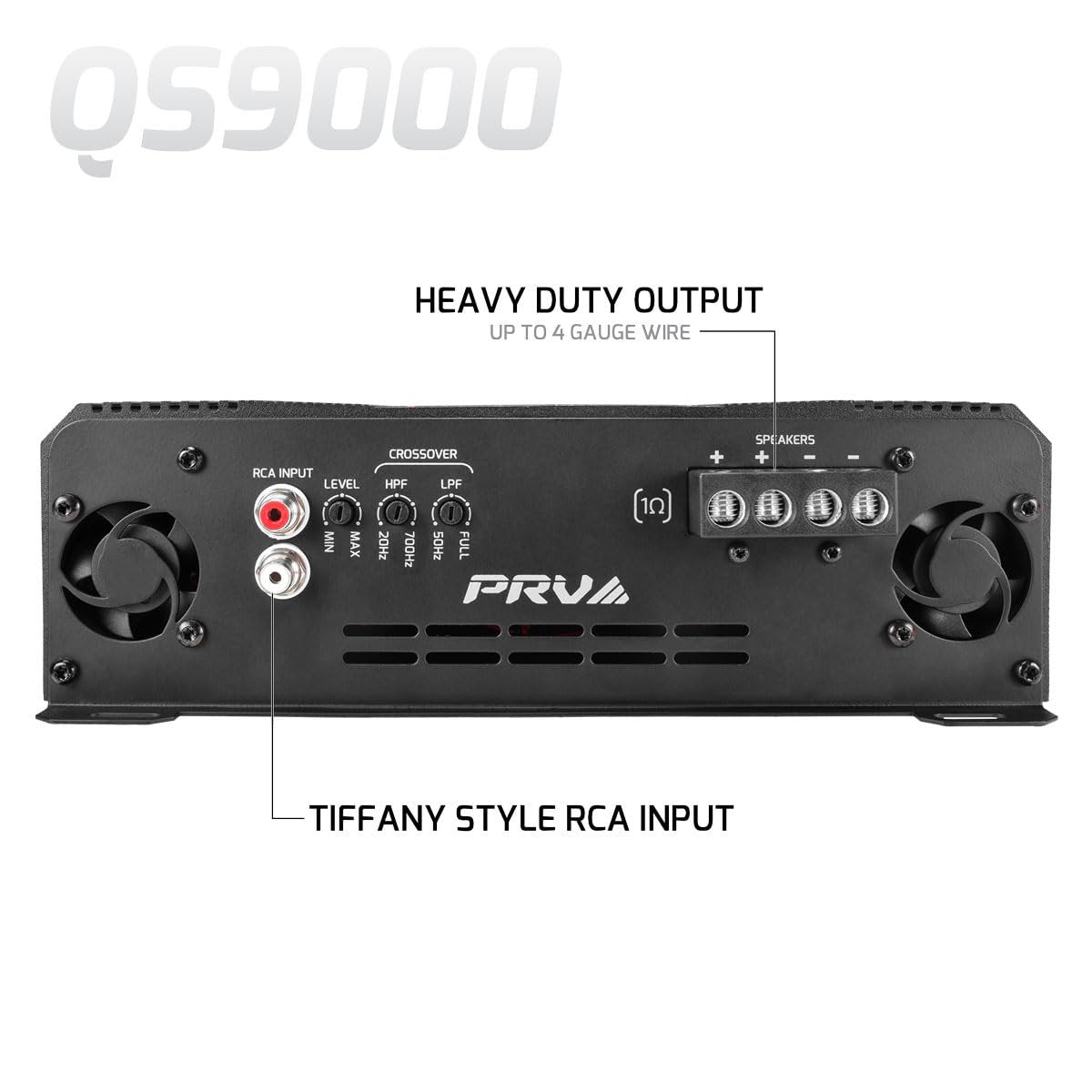 PRV Audio QS9000.1 QS Series Full Range Amplifier Compact 1 Channel Pro Loudspeakers Car Audio Amp 9000 Watts RMS at 1 Ohm