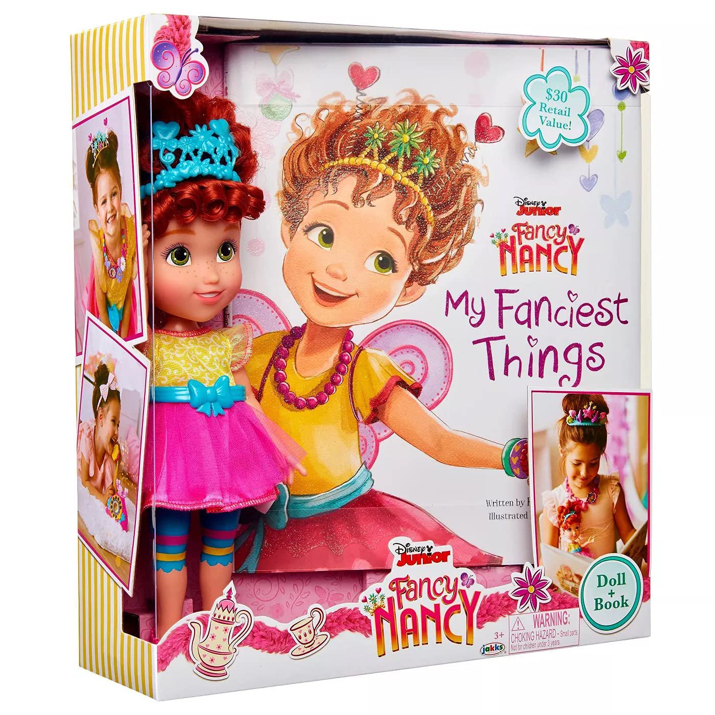 Jakks Disney Fancy Nancy Doll and Book Set Featuring "My Fanciest Things" - Learn About All The Fancy Things in Nancy's Room - Fancy Nancy Doll Dressed In Her Signature Outfit From the Show