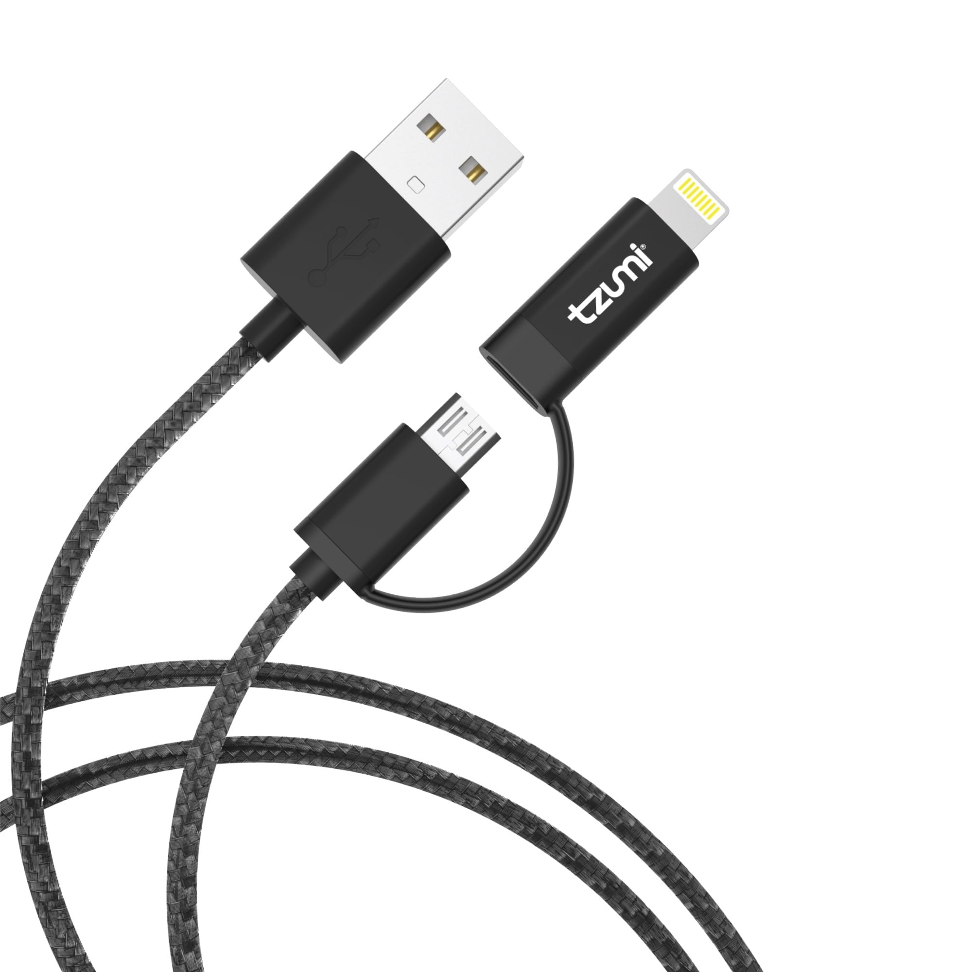 Tzumi iPhone, iPad & iPod Micro-Lightning Cable 2-in-1 Design