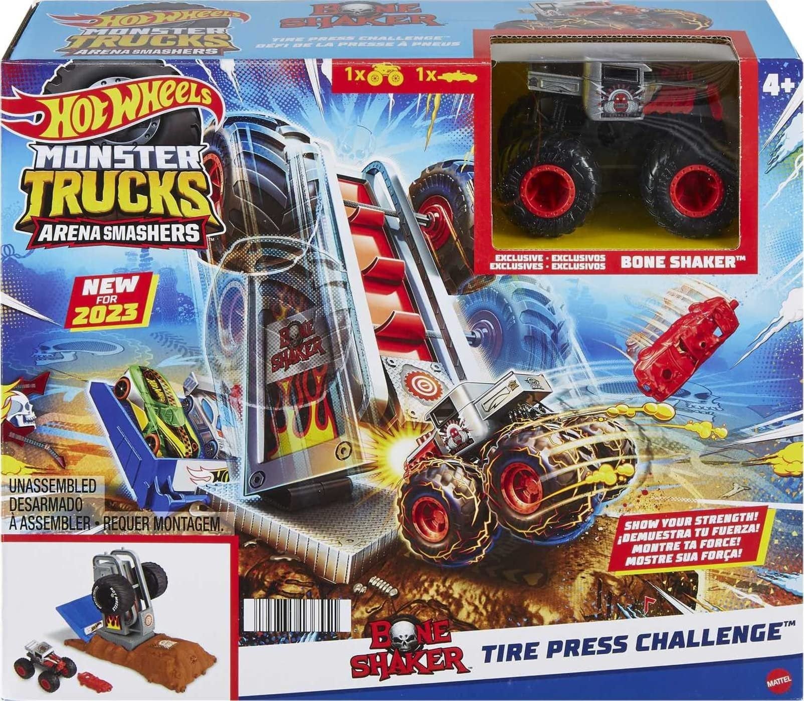 Hot Wheels Monster Trucks Arena Smashers - Bone Shaker Tire Pressure Challenge