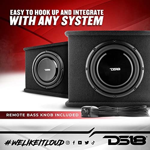 DS18 SB10A 10" Shallow Subwoofer Enclosure with Built in Amplifier – Car Audio All in One Amplifier and Subwoofer Bass Package 700 Watts Power – Great Stealth Car Subwoofer in Box with Amp