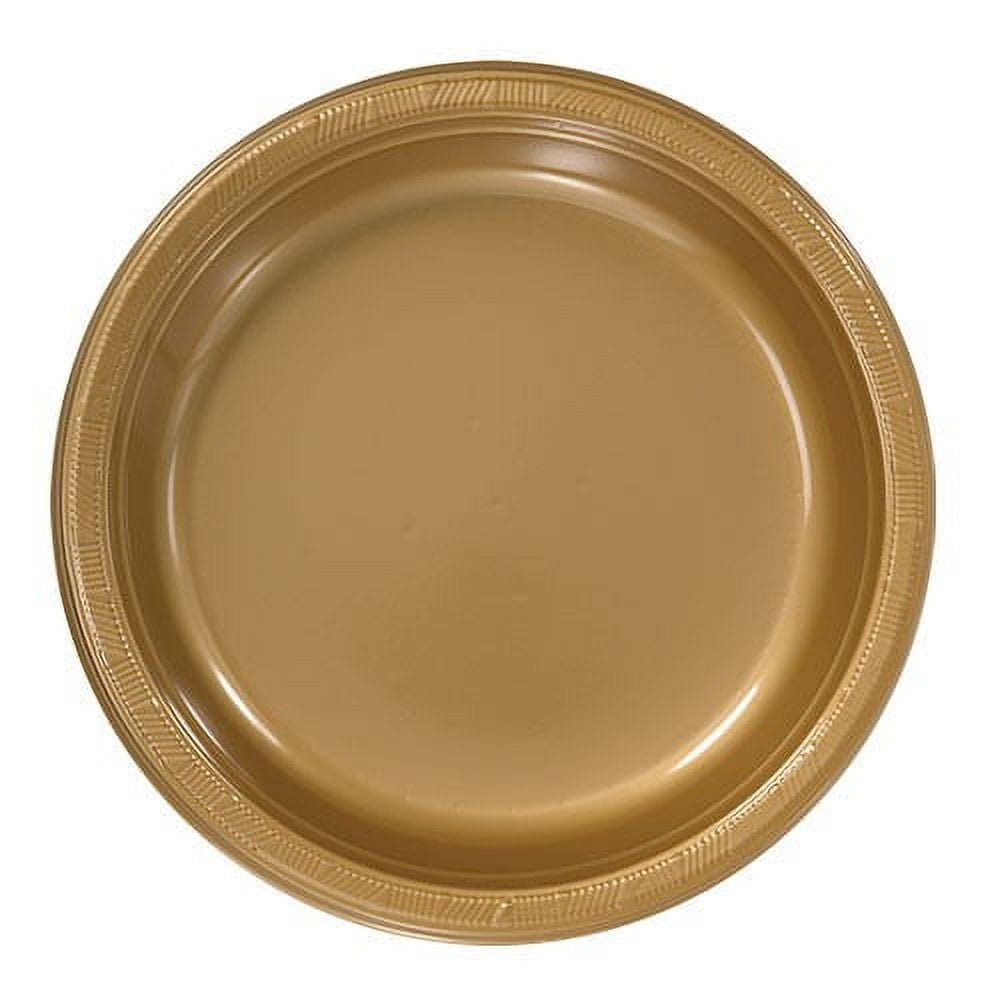 Hanna K Plastic Plates, Round, 9", Gold, 50 Ct