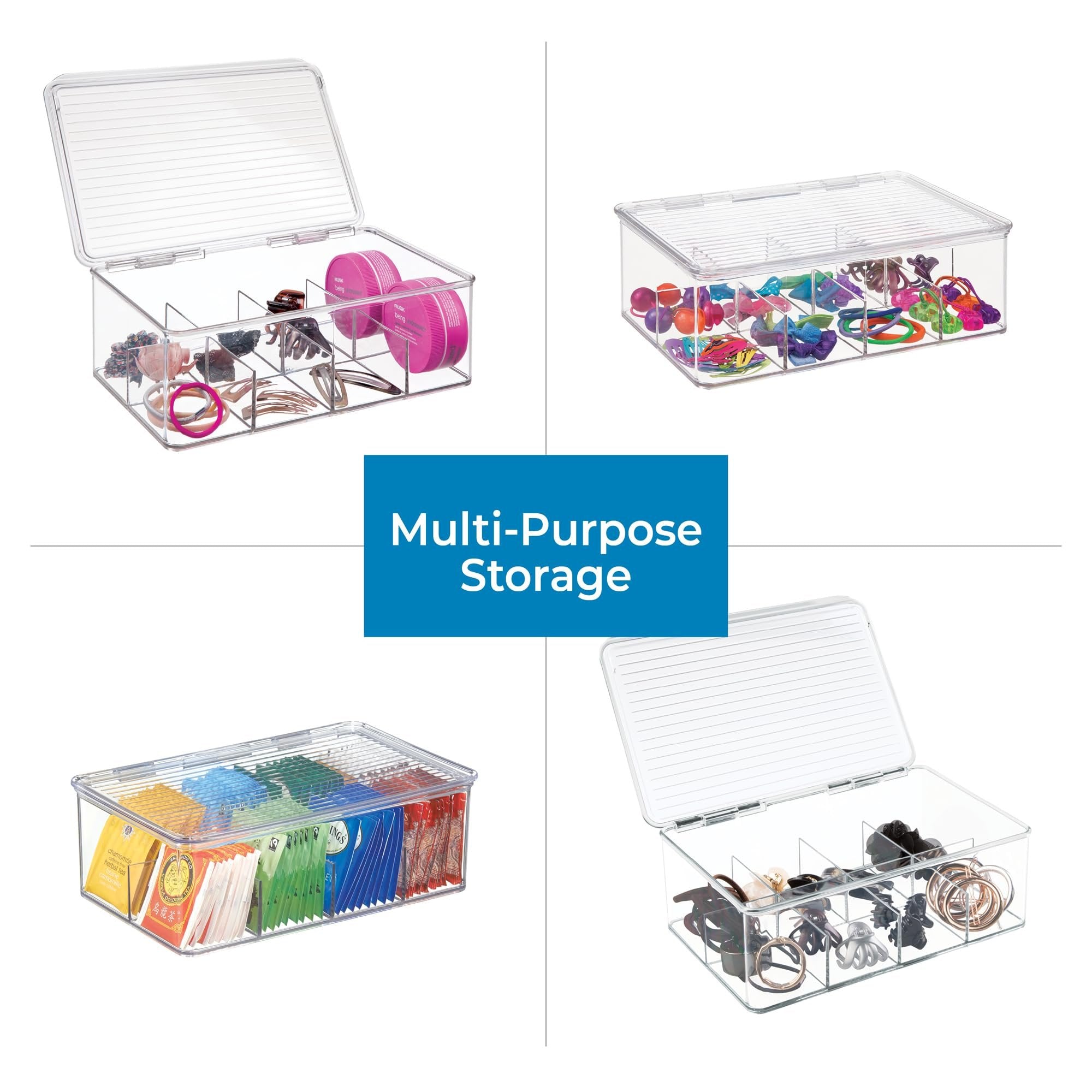 InterDesign Binz Tea Bag Organizer Box - Kitchen Cabinet Storage, Clear