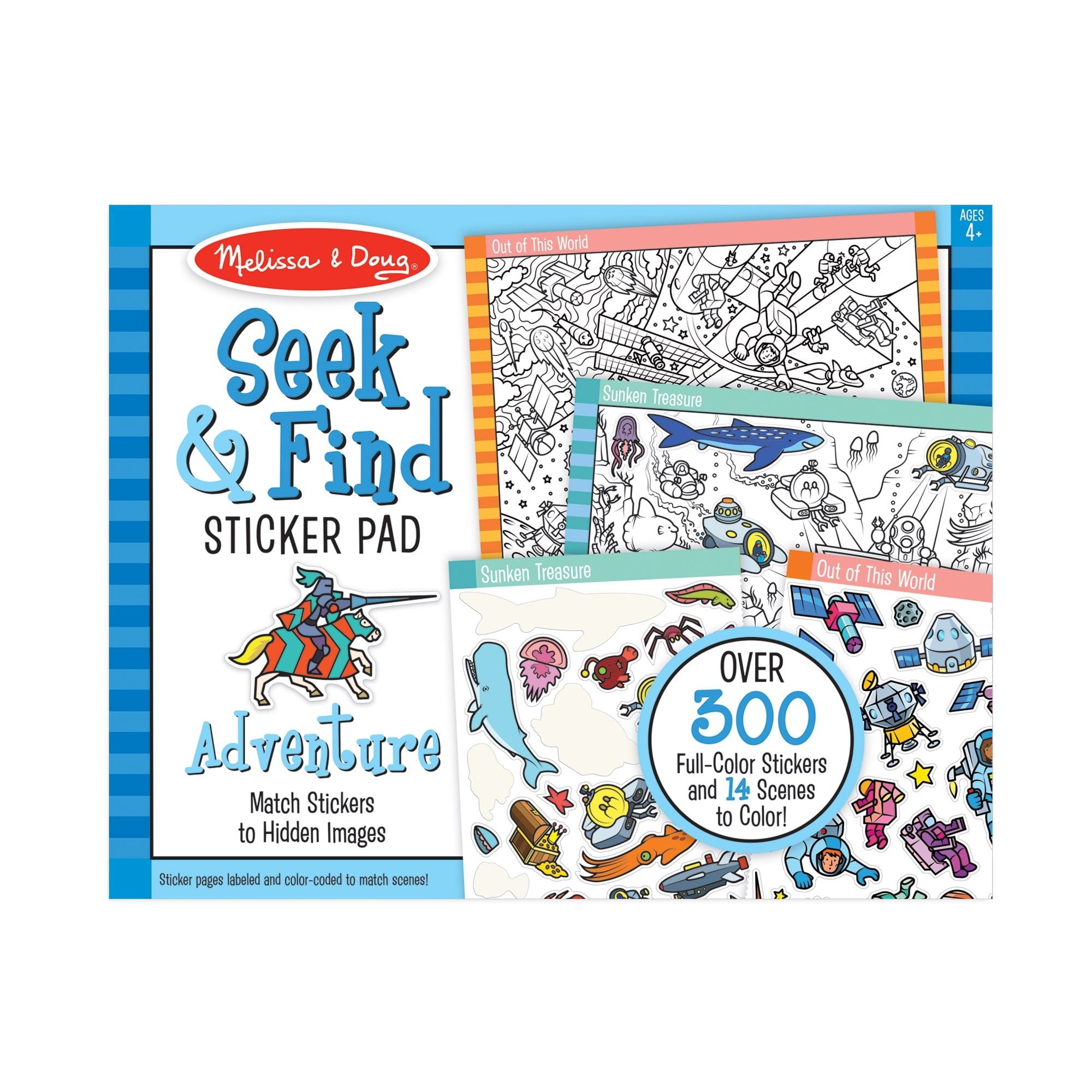 Melissa & Doug Seek and Find Sticker Pad – Adventure (400+ Stickers, 14 Scenes to Color) - FSC Certified