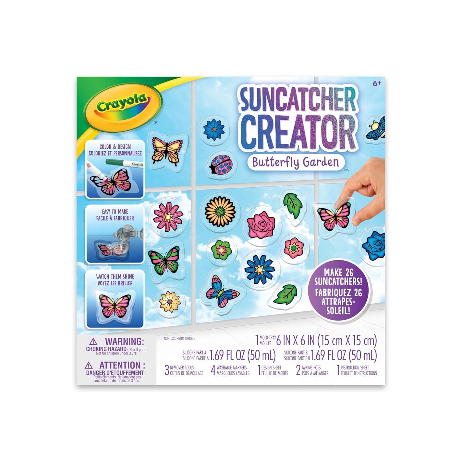 Crayola Suncatcher Craft Kit for Kids, Butterflies, Ladybugs & Flowers, Gift for Girls & Boys, 6+