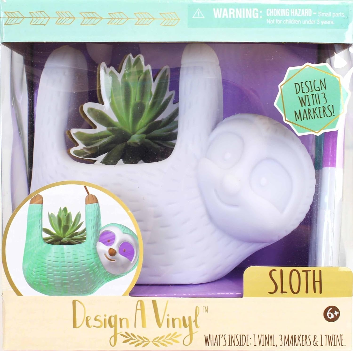 Tara Toy Sloth Design A Vinyl Plant Holder
