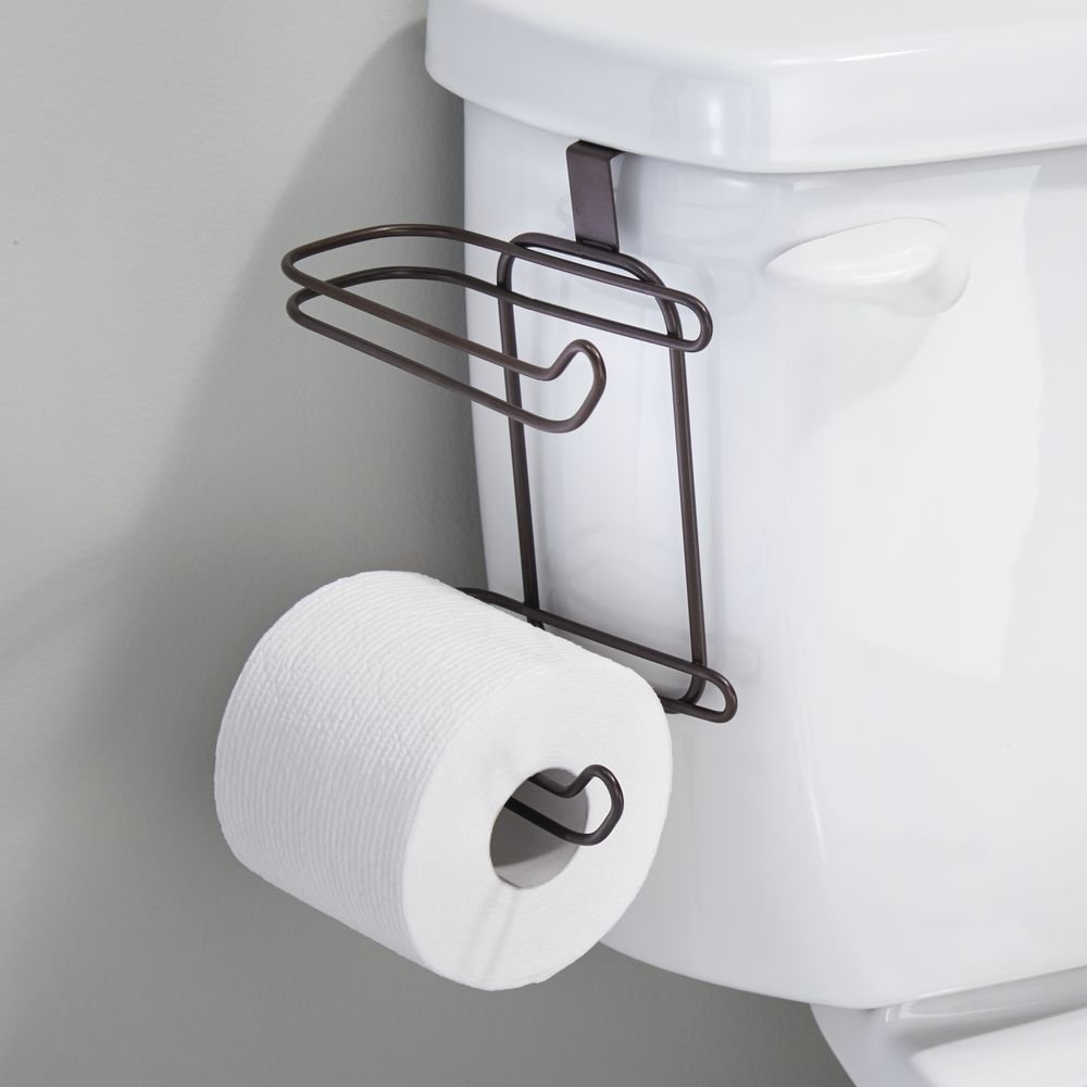 iDesign Classico Toilet Paper Holder for Bathroom Storage, Over the Tank - Bronze