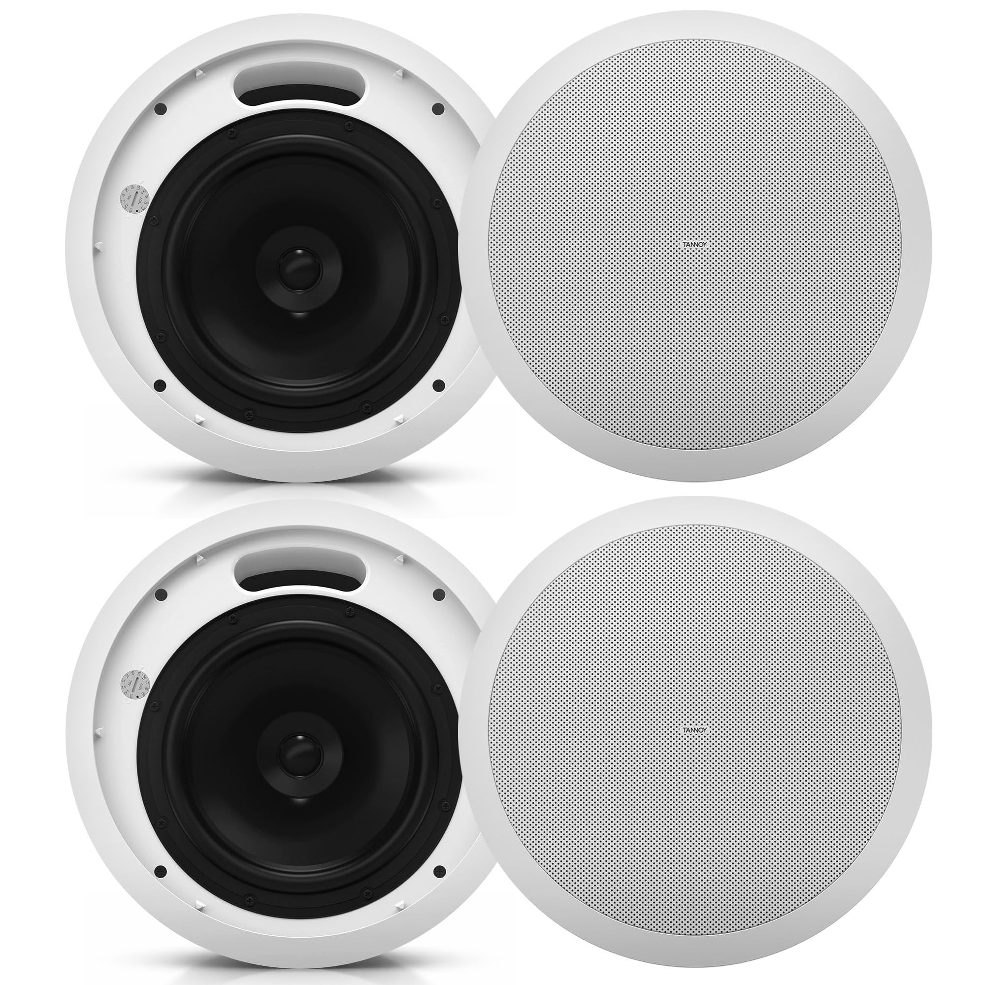 DEEJAY LED 8-Inch Coaxial Ceiling Speakers, in-Ceiling Full Range Loudspeakers Pair, 90W RMS / 360W Peak, 70V/100V or 8 Ohm, Ceiling Mount Speakers for Commercial Installations, Offices, Restaurants