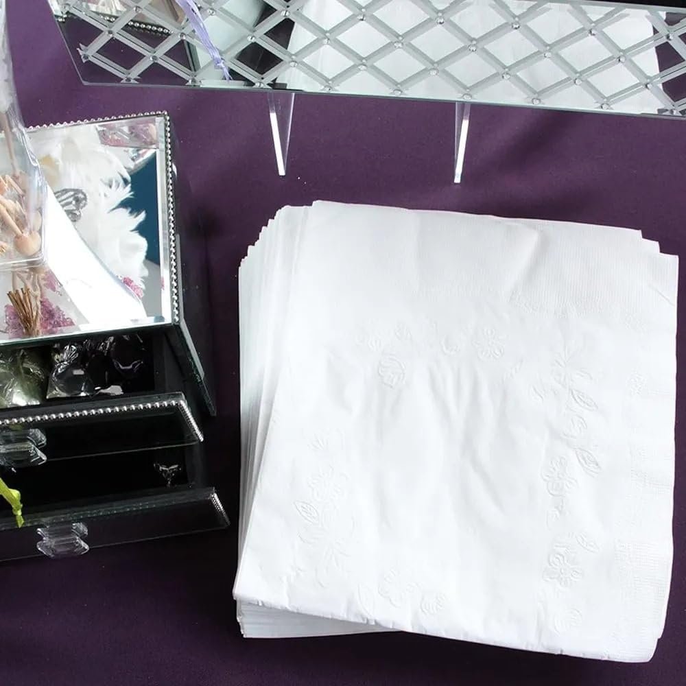 Lillian Tablesettings Premium White Napkins, Large Dinner Napkin, 3 Ply Paper White, 75 count