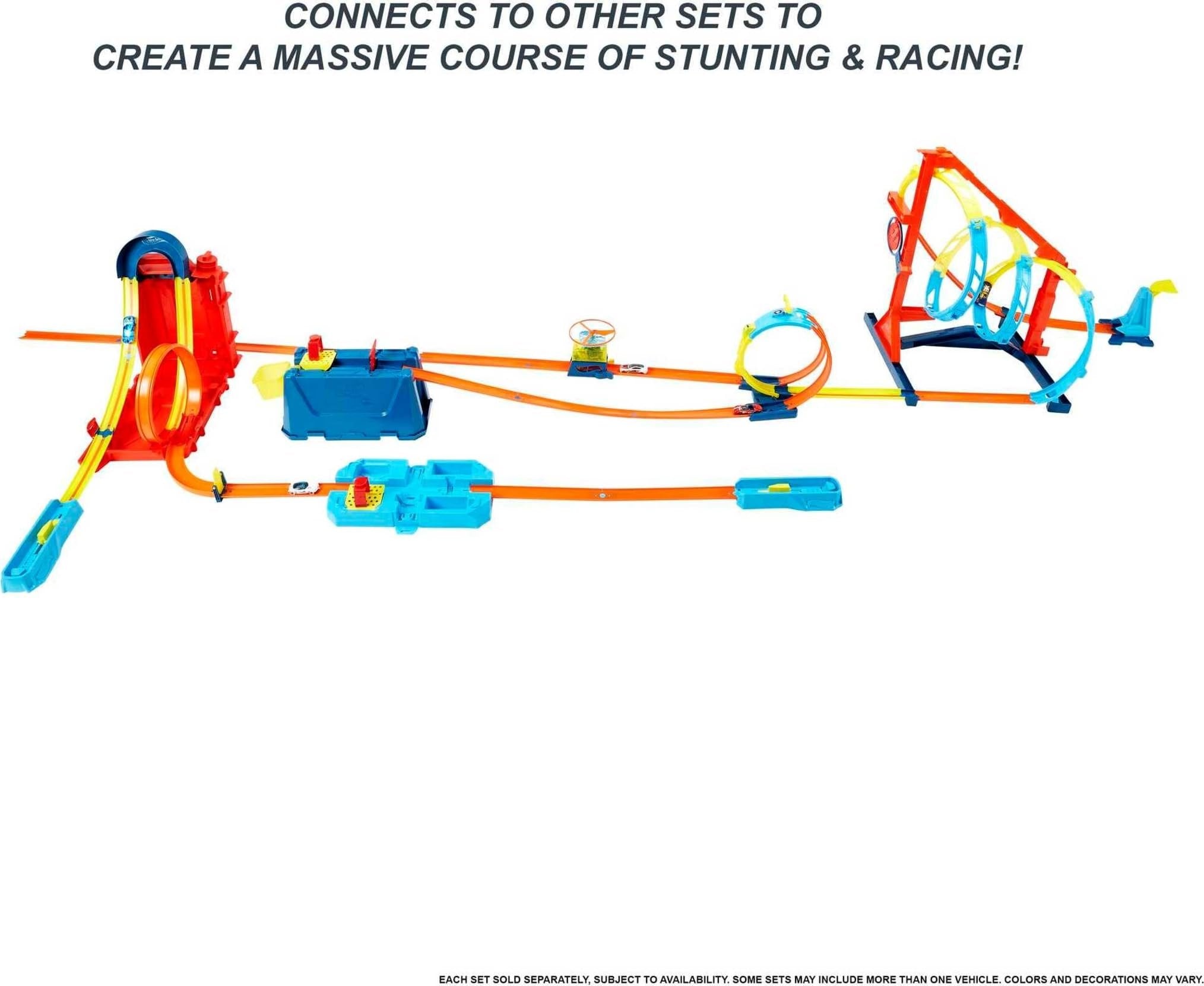 Hot Wheels Toy Car Track Set, Straight Track Set with 37 Component Building Parts & 1:64 Scale Vehicle (Amazon Exclusive)
