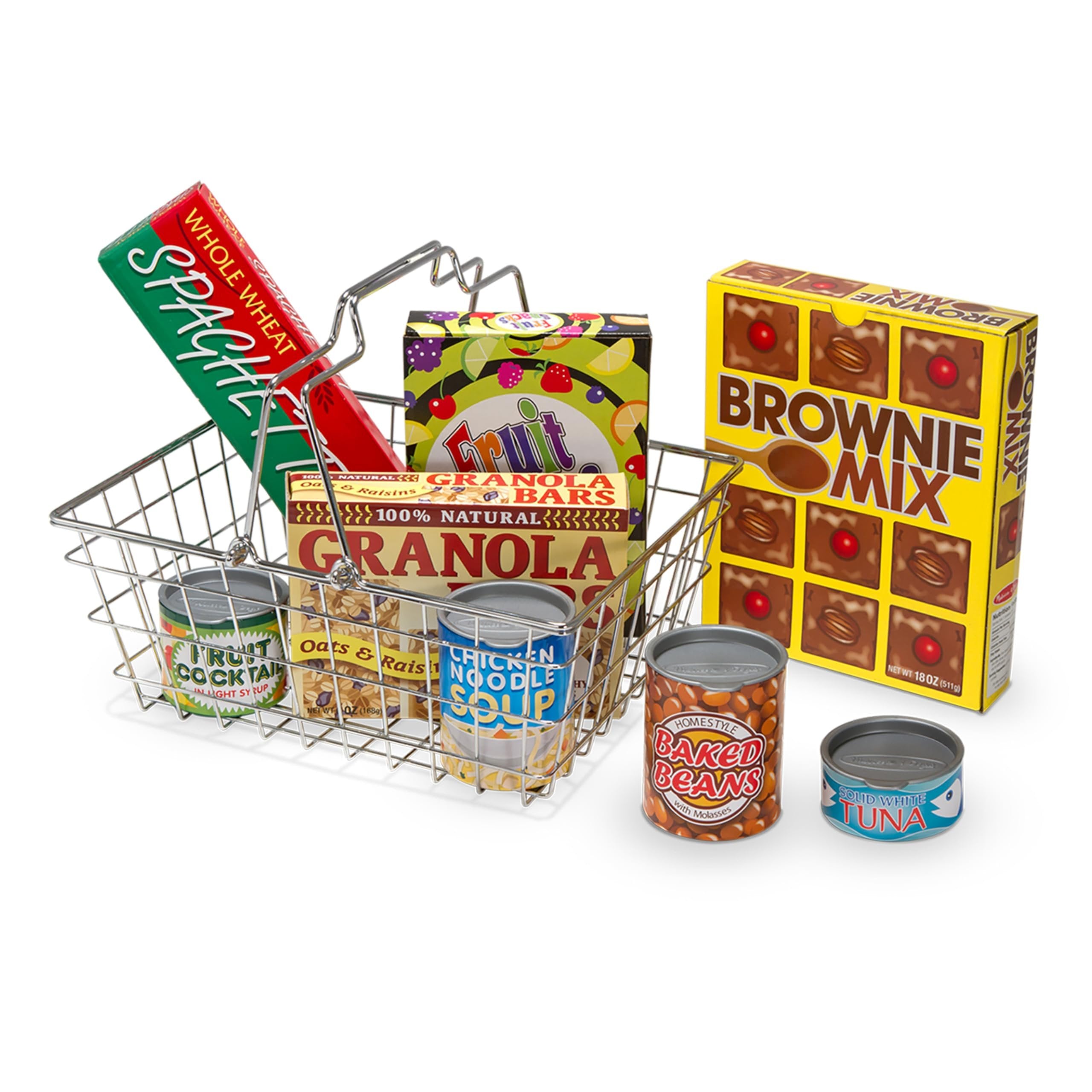 Melissa & Doug Grocery Basket - Pretend Play Toy with Heavy Gauge Steel Construction