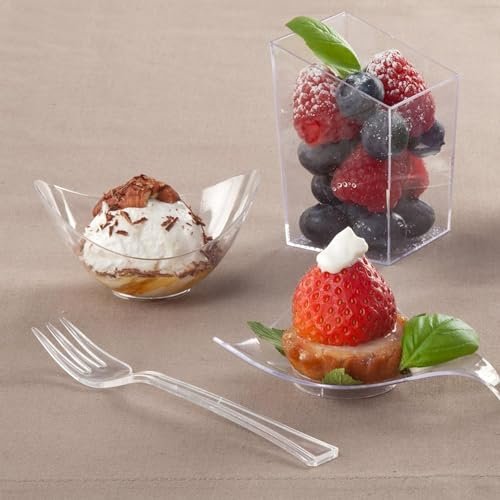 Lillian Tablesettings Mini Spoon | Clear | Pack of 48 Plastic Serve-ware, 48 Count (Forks)