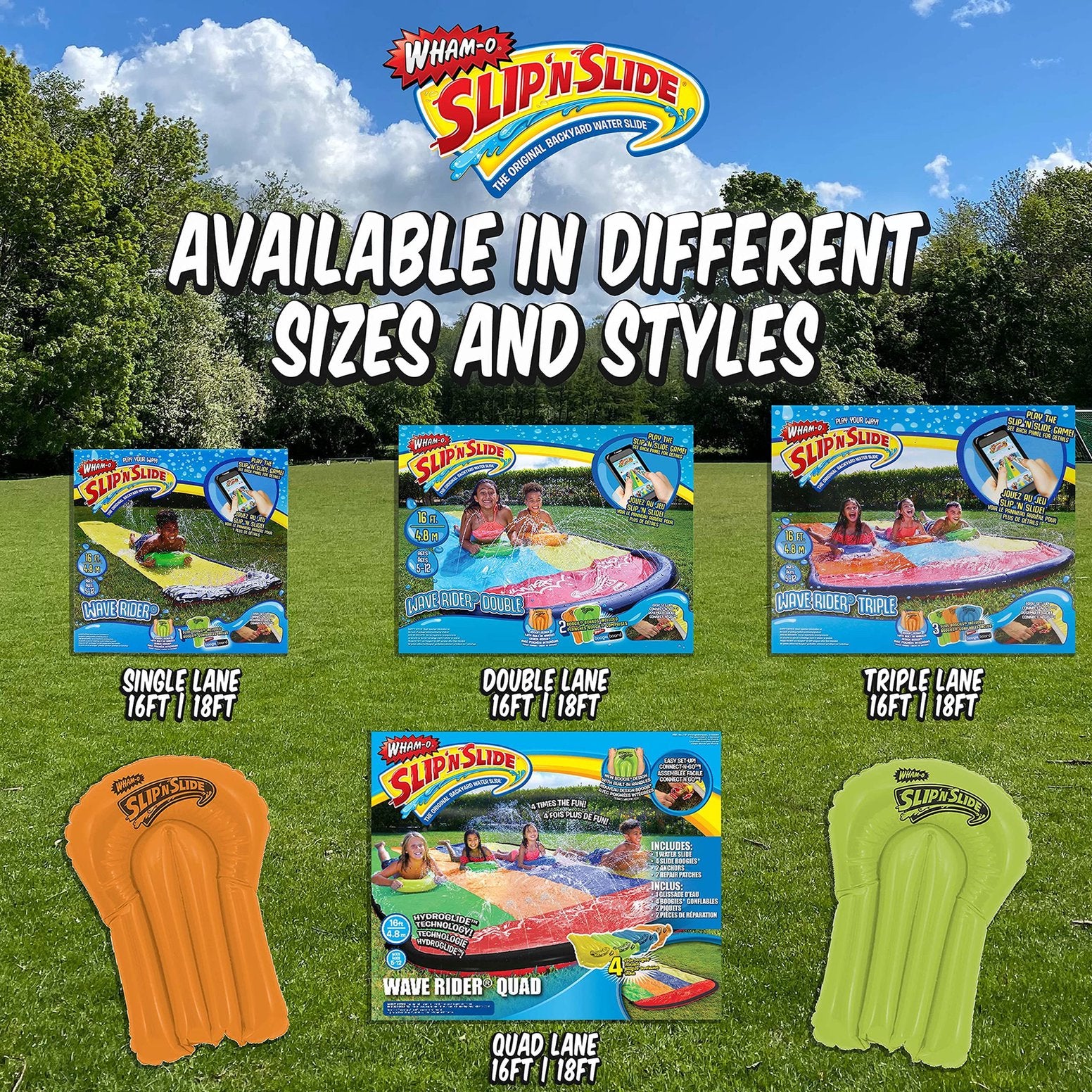 Wham-o Slip N Slide Wave Rider Double with 2 Slide Boogies