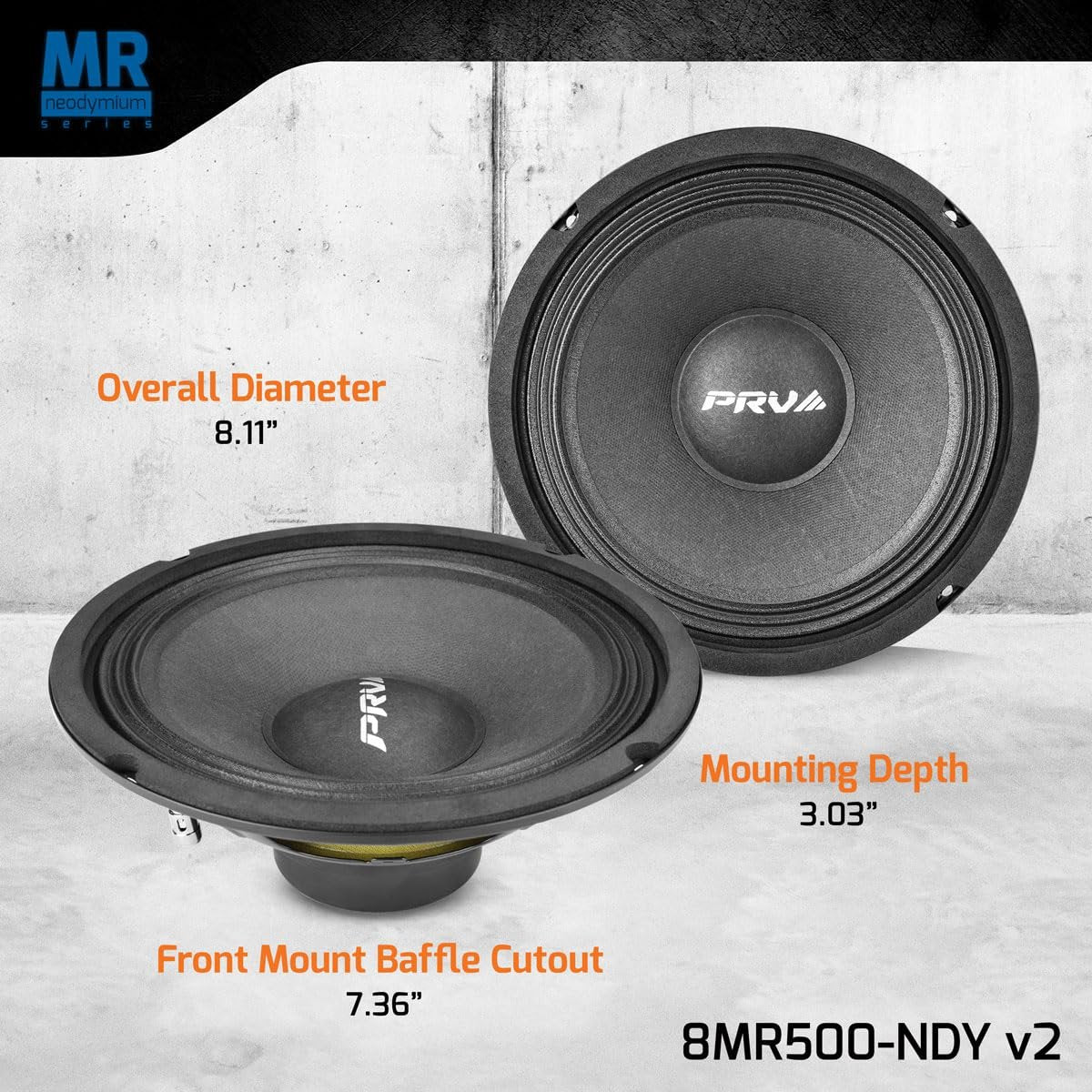 PRV AUDIO 8MR500-NDY V2 Neodymium 8" Mid Range 8 Ohm Pro Audio Speaker 500 Watts (Single)