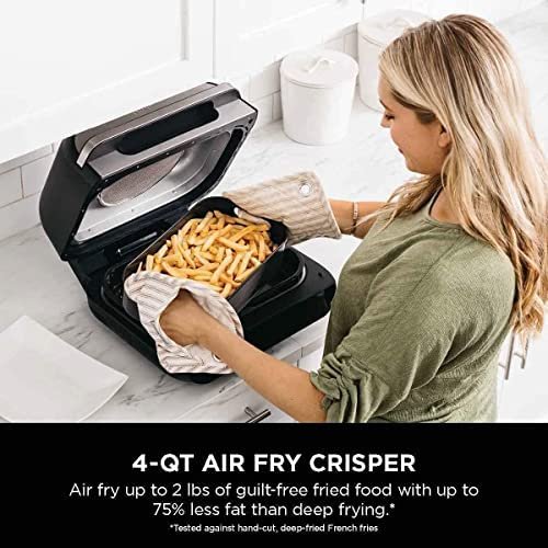 Ninja FG551 Foodi Smart XL 6-in-1 Indoor Grill with Air Fry, Roast, Bake, Broil Dehydrate, Smart Thermometer, Black/Black OPEN BOX