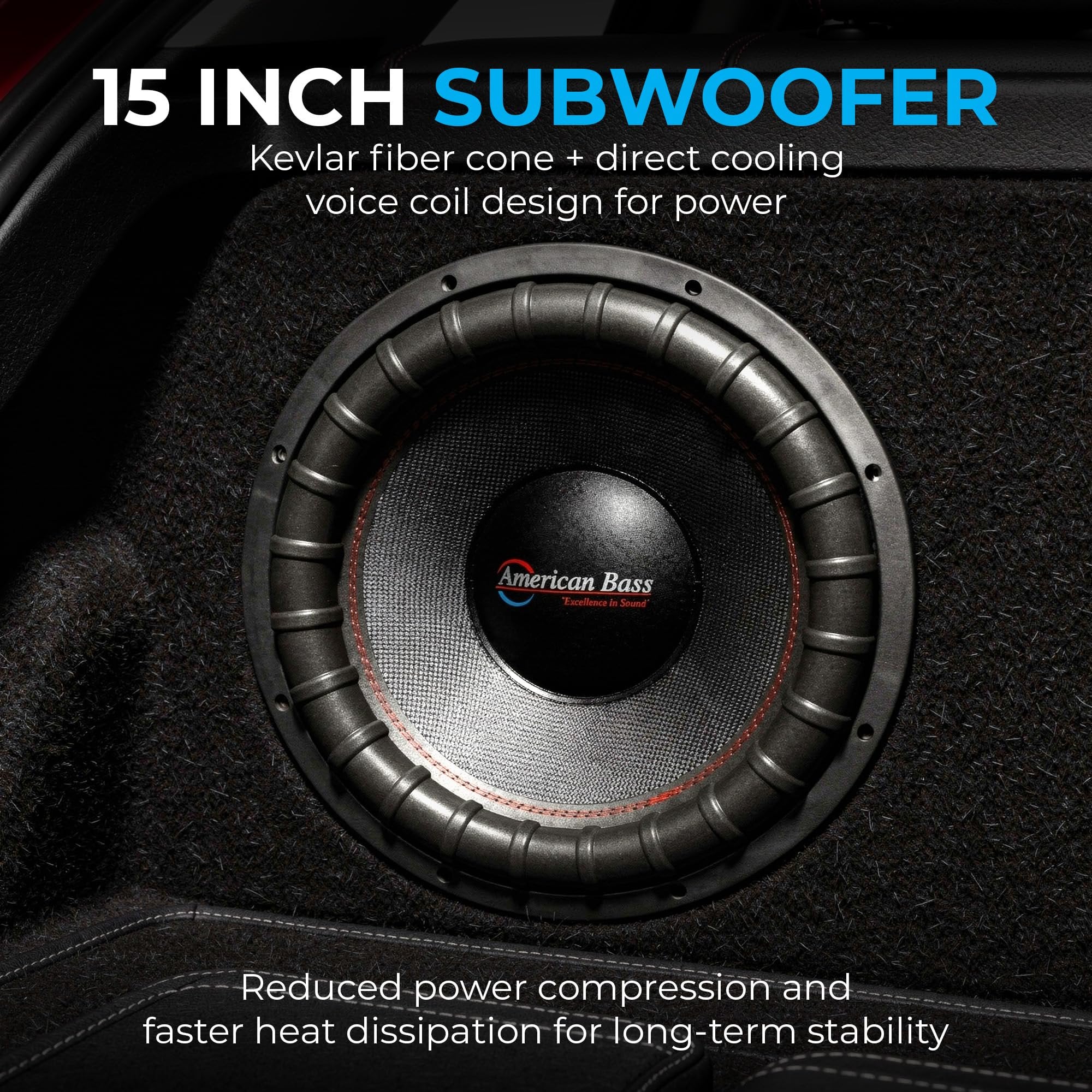 American Bass 15" Godfather Series Subwoofer, Dual 1-Ohm, 6000W Peak / 3000W RMS, High SPL Car Audio, 4” Coil, 400oz Magnet, Heavy Duty for Custom Subwoofer Car Audio Builds