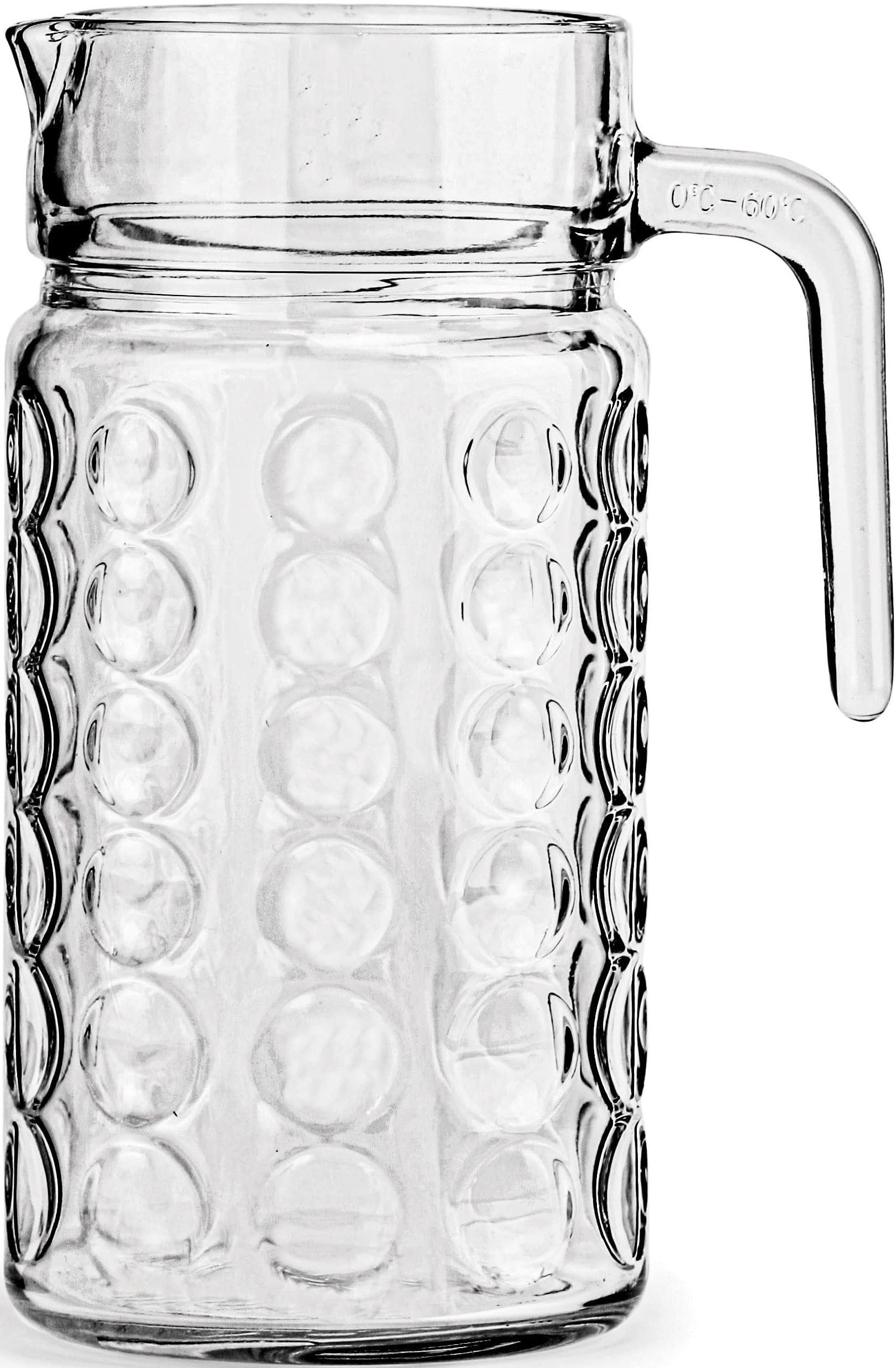 Circleware Coin Glass Beverage Drink Pitcher Dispenser with Lid and Handle, 57 ounce, Glassware for Water, Beer, Wine, Liquor, Iced Tea Punch & All Drinks