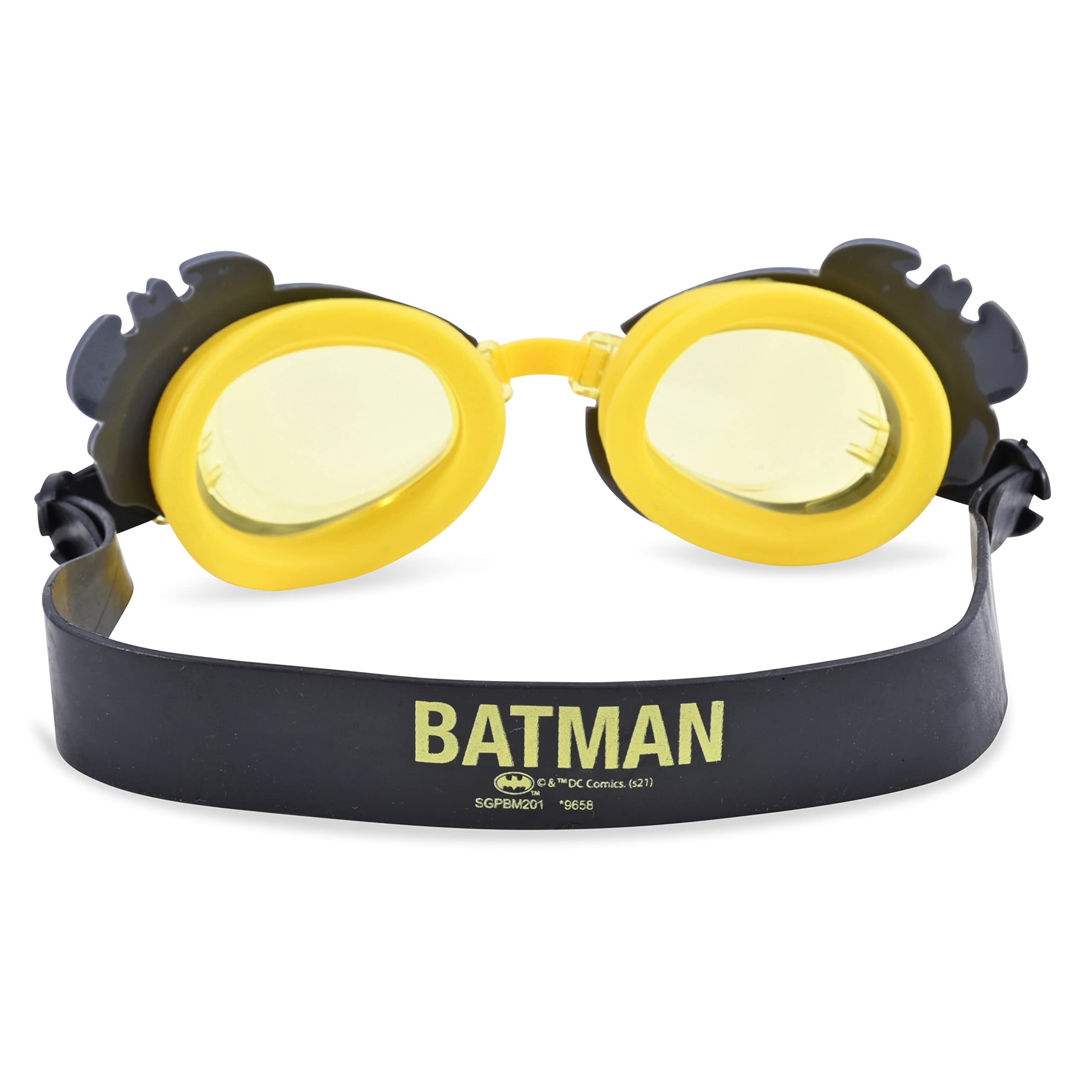 BATMAN Kids Swim Goggles for Boys and Girls | Boys Swimming Goggles with Carrying Case (Yellow)