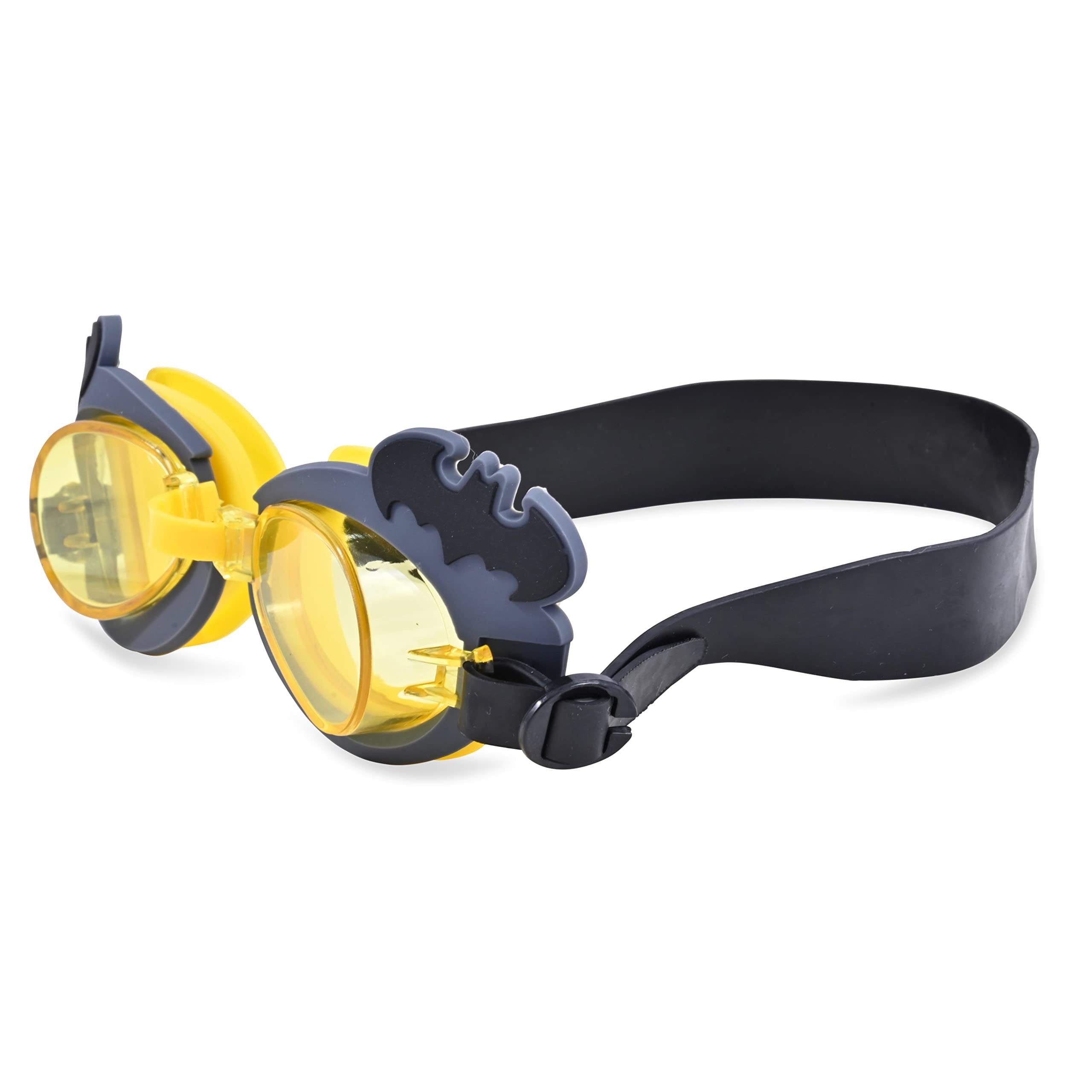 BATMAN Kids Swim Goggles for Boys and Girls | Boys Swimming Goggles with Carrying Case (Yellow)