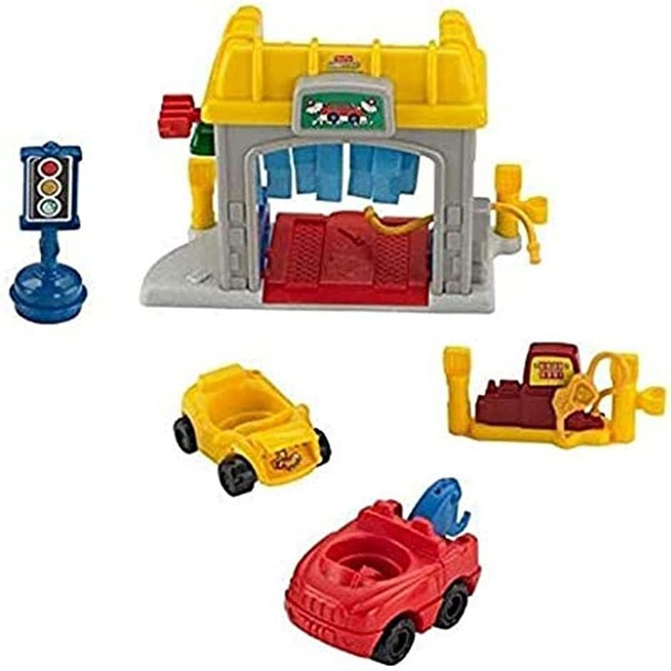 Fisher-Price Little People Road Trip Ready Garage - FWB90 ~ Includes Figures, Car wash, Tow Truck, Car, Traffic Light, and Gas Pump