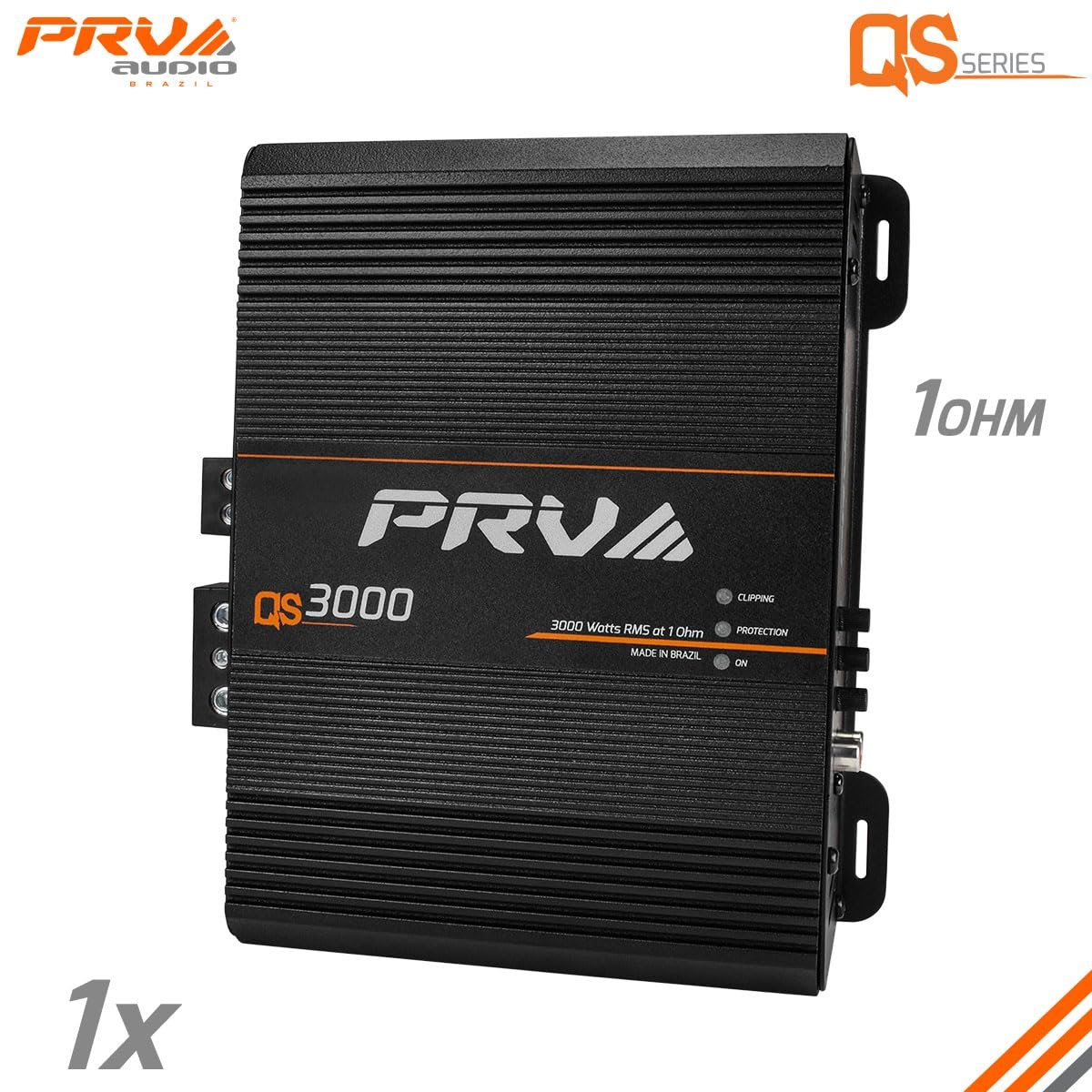PRV Audio QS3000 1 Ohm 3000 Watt Amp Car Audio Amplifier Full Range HD Sound Monoblock 3K Car Amp with Built-in HPF and LPF Controls for PRO Audio Systems