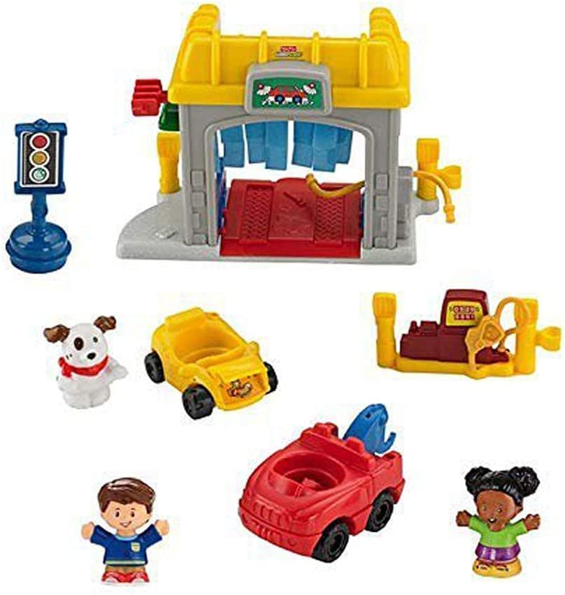 Fisher-Price Little People Road Trip Ready Garage - FWB90 ~ Includes Figures, Car wash, Tow Truck, Car, Traffic Light, and Gas Pump