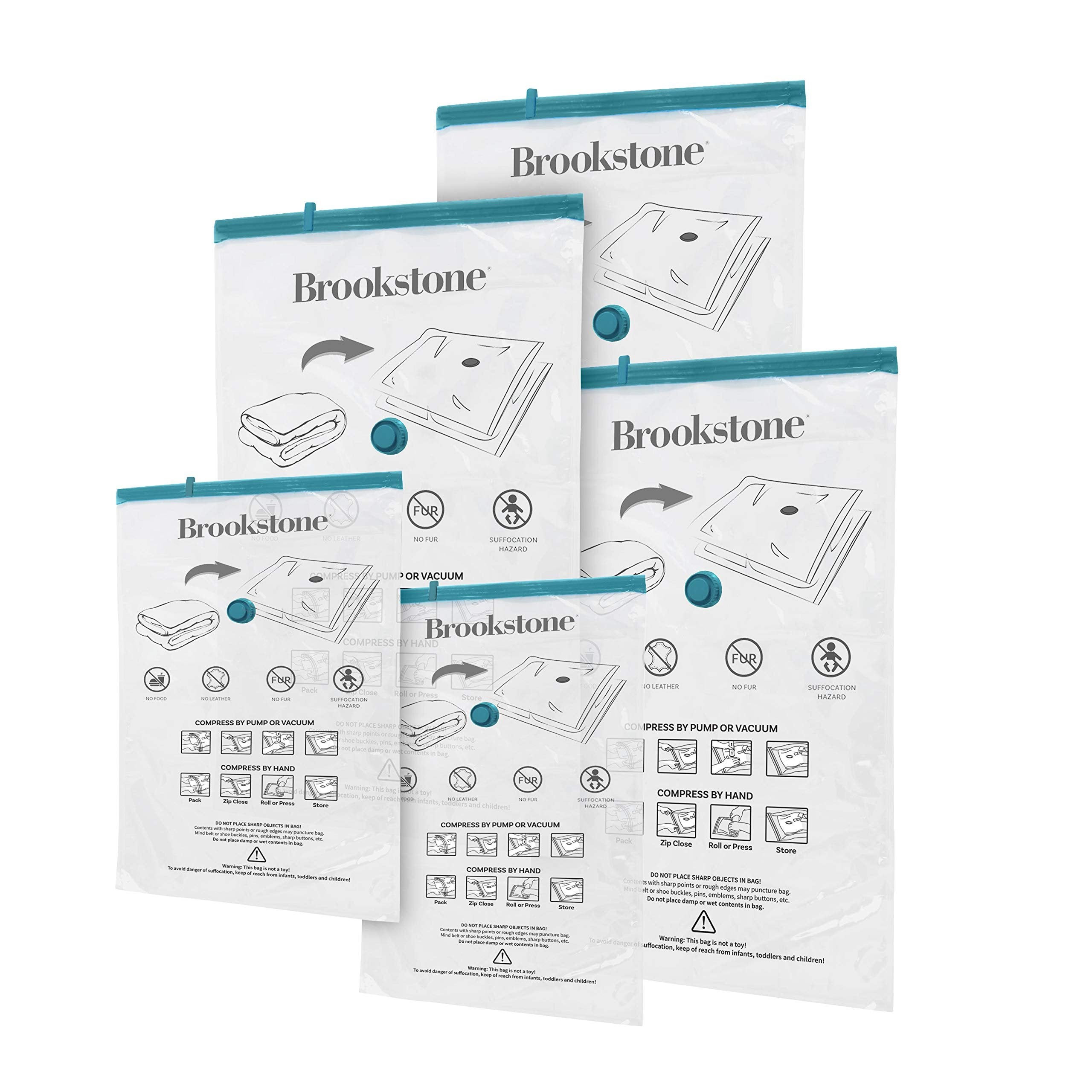 Brookstone BKH1410 Vacuum Bags, 5pc Combo Set/Clear
